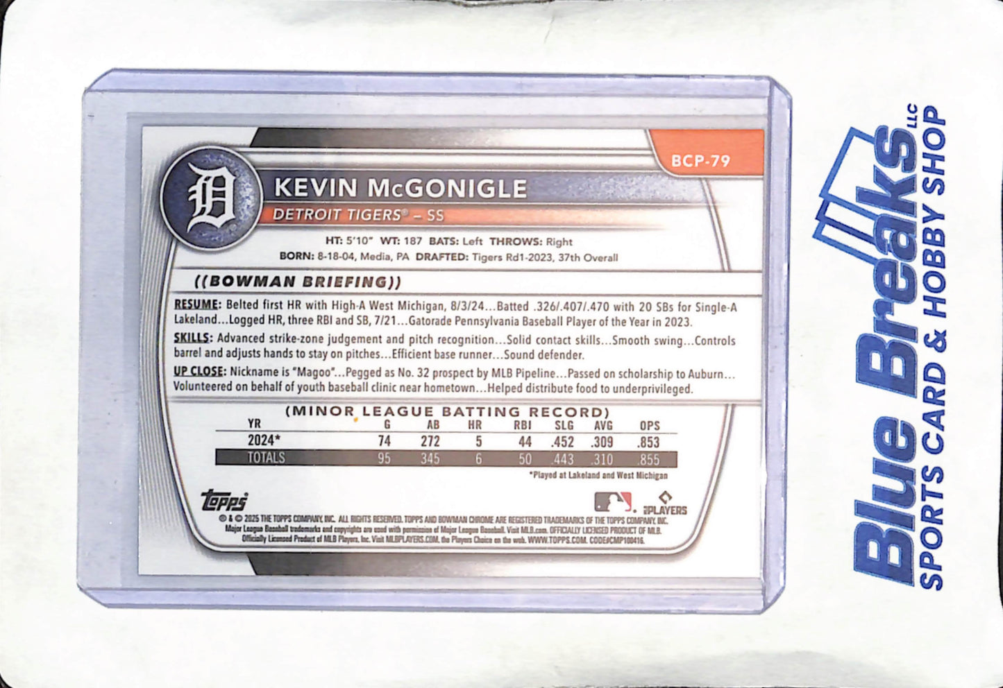 2025 Bowman Chrome - 1st Bowman - Reptilian - Kevin McGonigle - #BCP-79 - baseball - Detroit