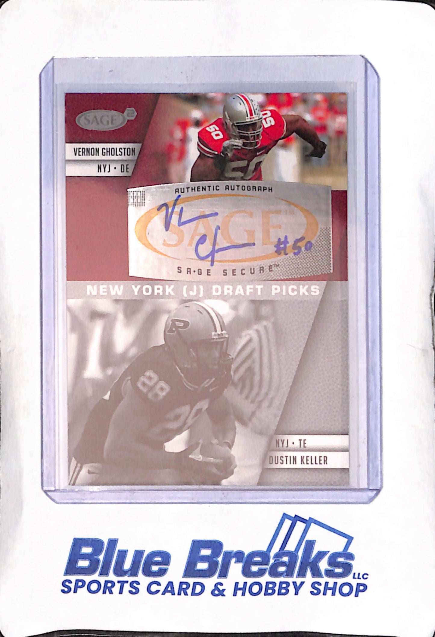 2008 Sage - Draft Picks - Vernon Gholston - Dustin Keller - auto - #A-84A - football - Jets