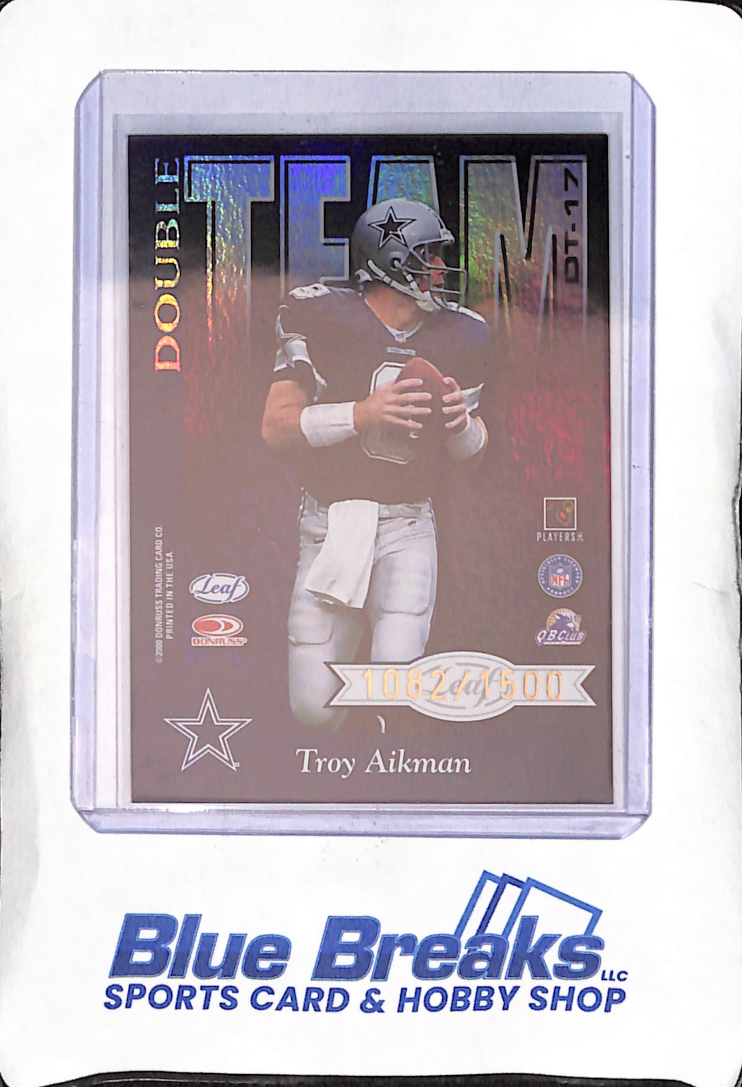 2000 Donruss - Quantum Leaf - Double Team - Emmitt Smith - Troy Aikman - 1082/1500 - #DT-17 - football - Cowboys