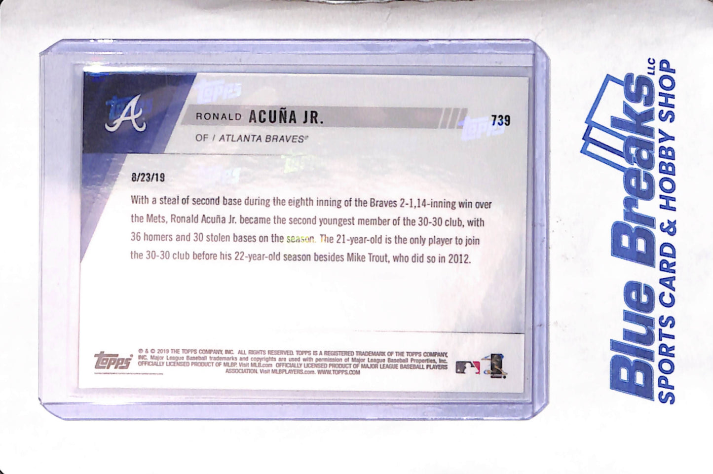 2019 Topps Now - Joins 30-30 Club - Ronald Acuna Jr - 8/23/19 - #739 - baseball - Braves