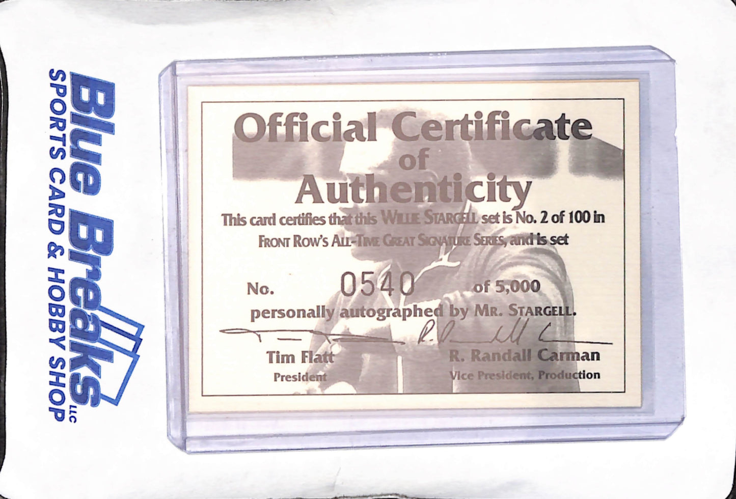 The All-Time Great Series - Front Row - Willie Stargell - auto - 0540/500 - #2 - baseball - Pirates
