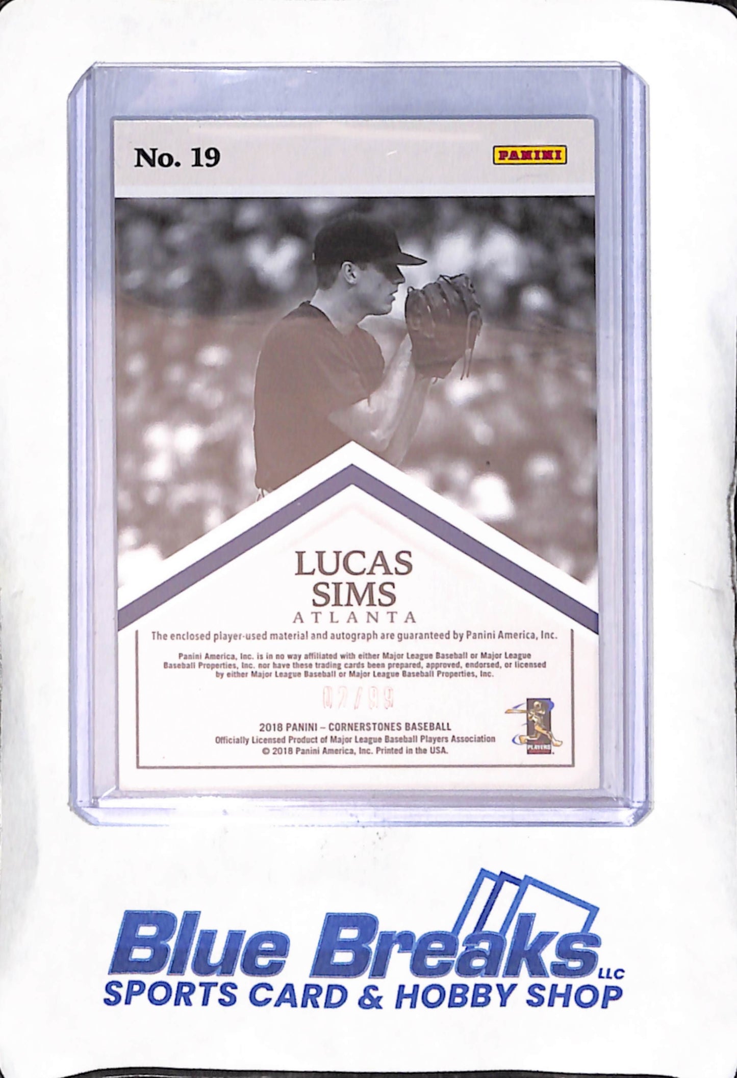 2018 Panini - Cornerstones - Lucas Sims - auto - quad relic - 02/99 - #19 - baseball - Braves