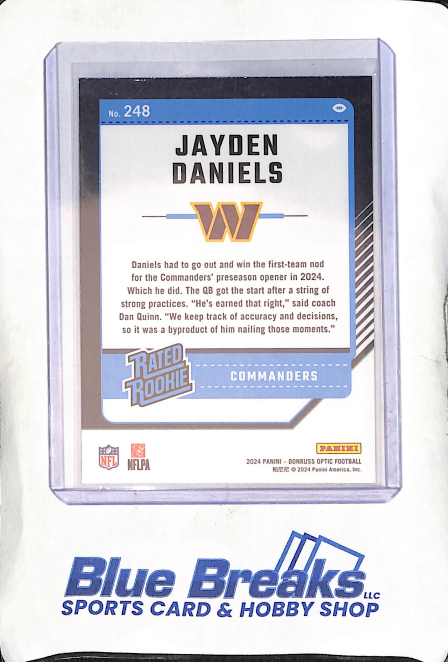 2024 Panini - Donruss Optic - Rated Rookie - Jayden Daniels - #248 - football - Commanders