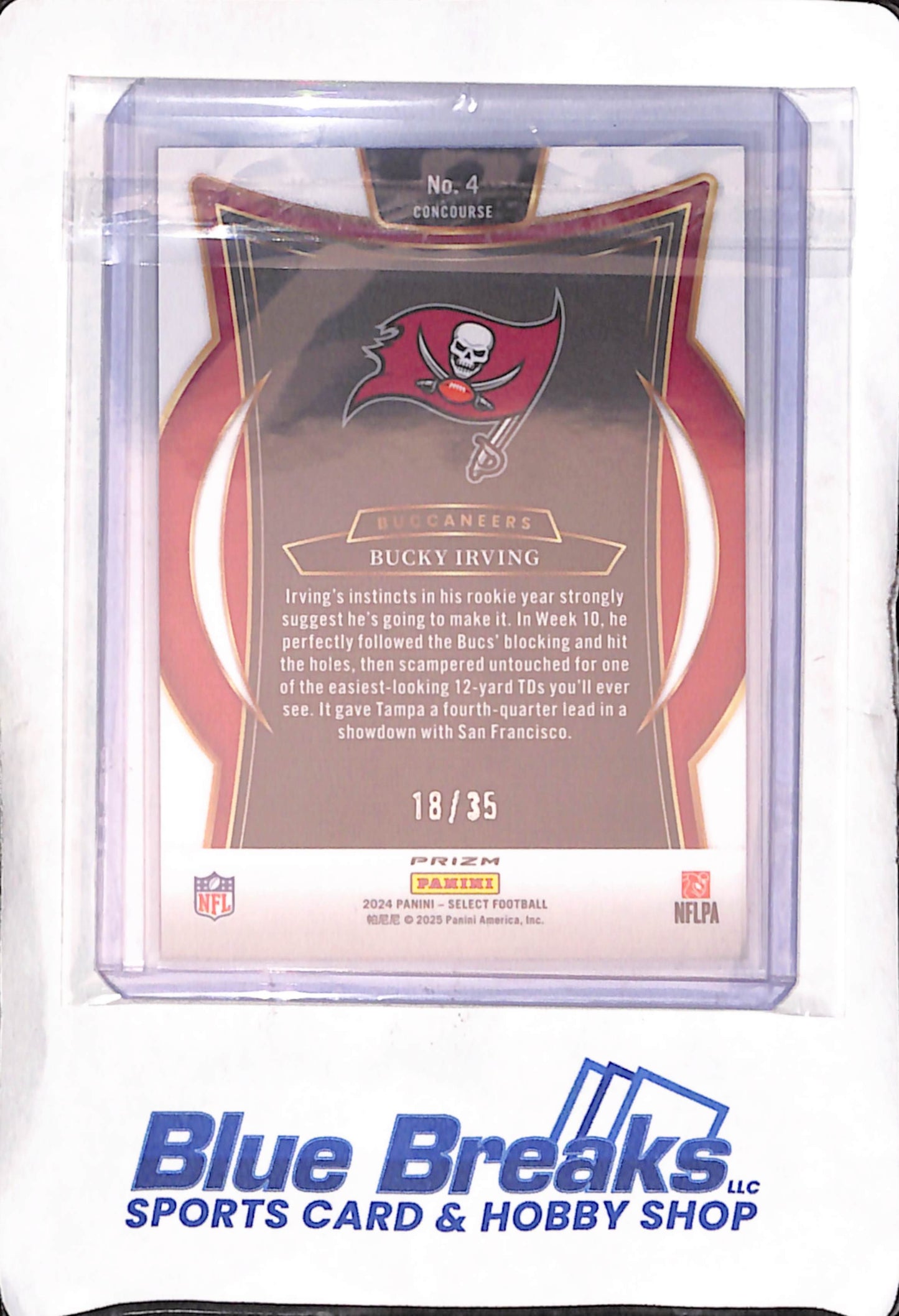 2024 Panini - Select - Concourse - Blue Orange Shock - Bucky Irving - 18/35 - RC - #4 - football - Buccaneers