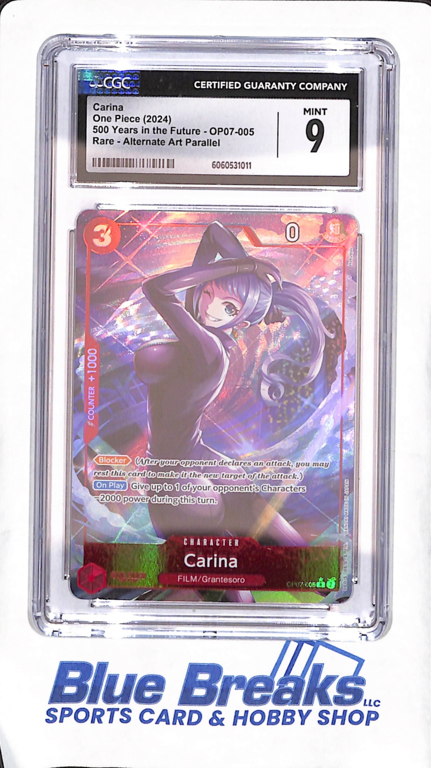 2024 One Piece - Carina - Rare Alternate Art Parallel - 500 Years In The Future - CGC 9 - #OP07-005