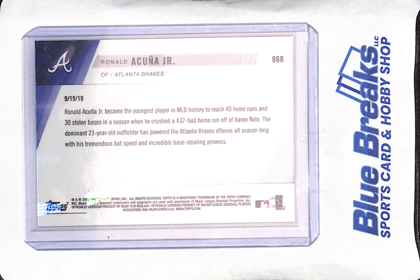 2019 Topps Now - Ronald Acuna Jr - September 19 - Atlanta Braves - Baseball - #868