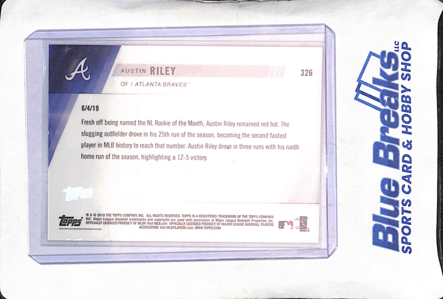 2019 Topps Now - Austin Riley - RC - June 4 - Atlanta Braves - Baseball - #326