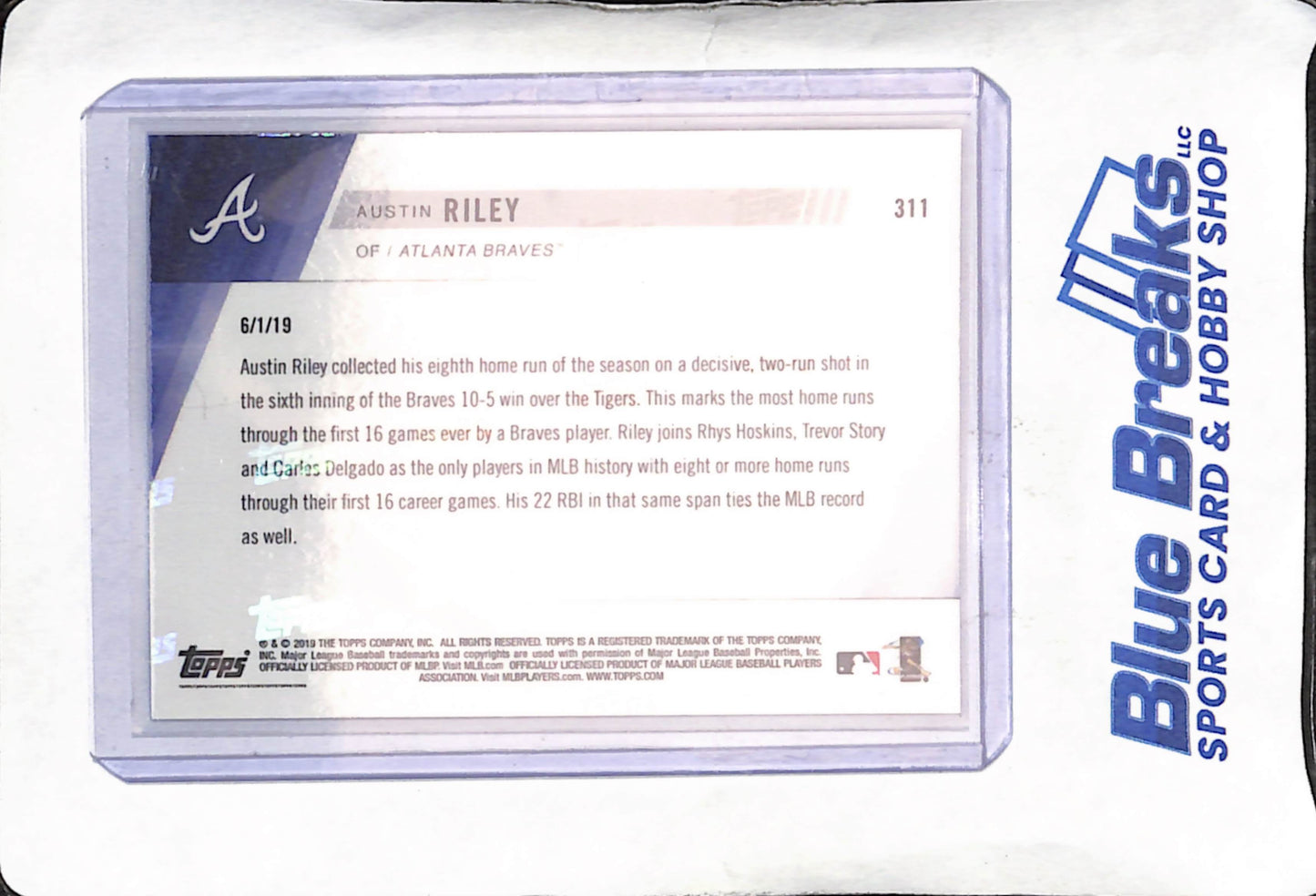 2019 Topps Now - Austin Riley - RC - June 1 - Atlanta Braves - Baseball - #311