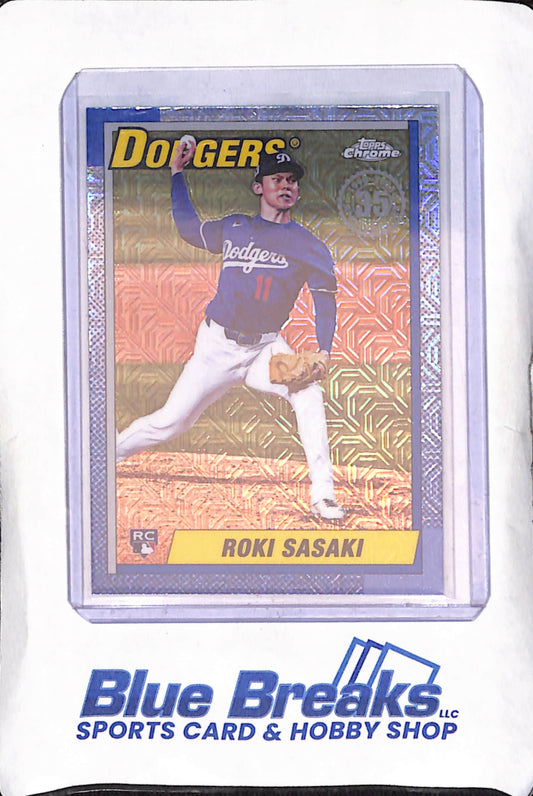 2025 Topps Chrome - Roki Sasaki - 35th Anniversary RC Blue Mojo - Los Angeles Dodgers - Baseball - #135