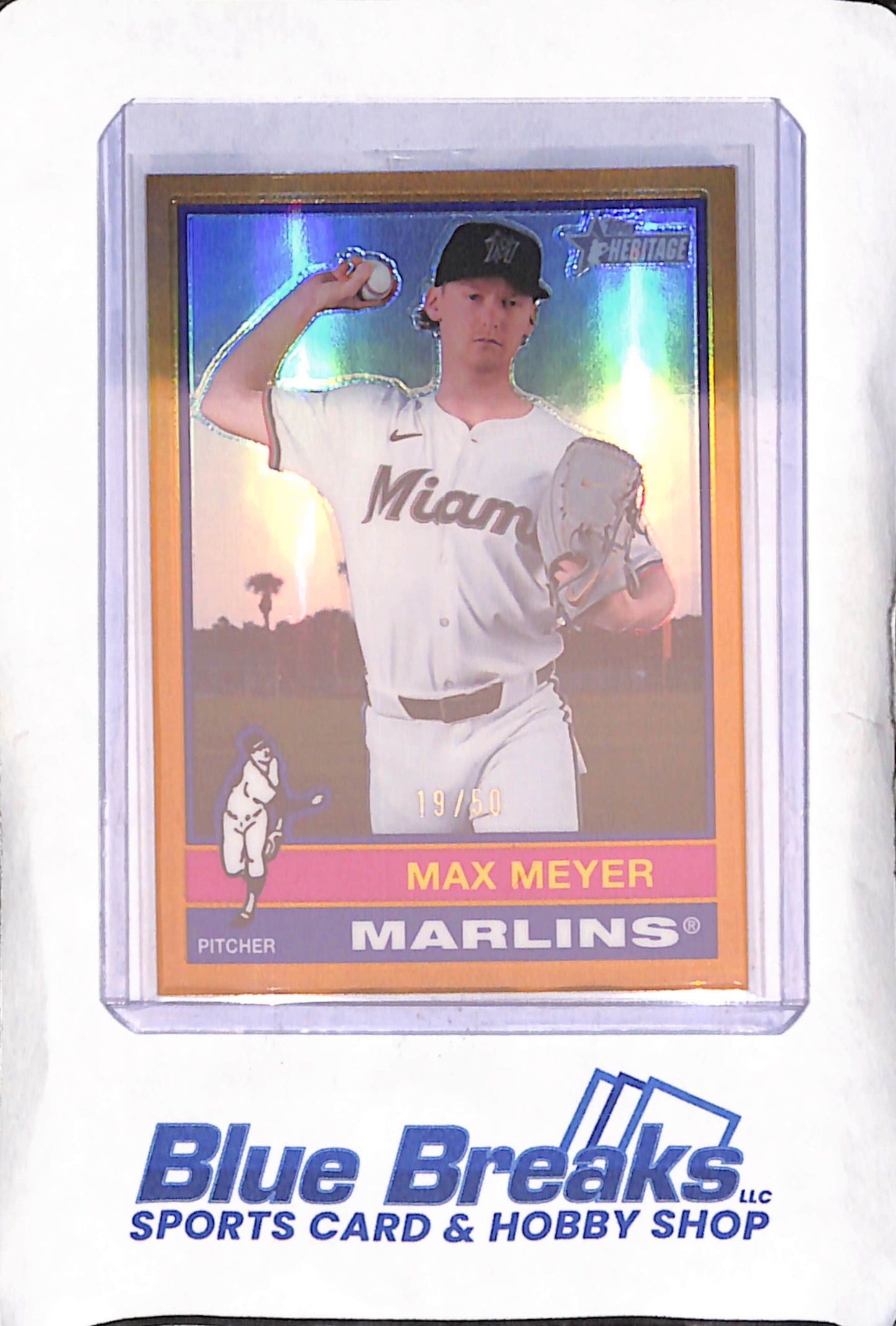 2025 Topps Heritage - Max Meyer - Gold Chrome - 19/50 - Miami Marlins - Baseball - #144