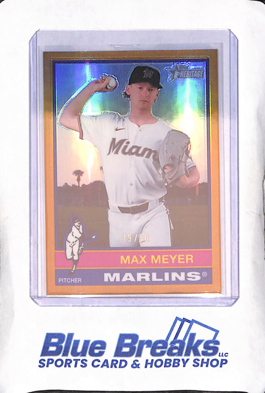 2025 Topps Heritage - Max Meyer - Gold Chrome - 19/50 - Miami Marlins - Baseball - #144