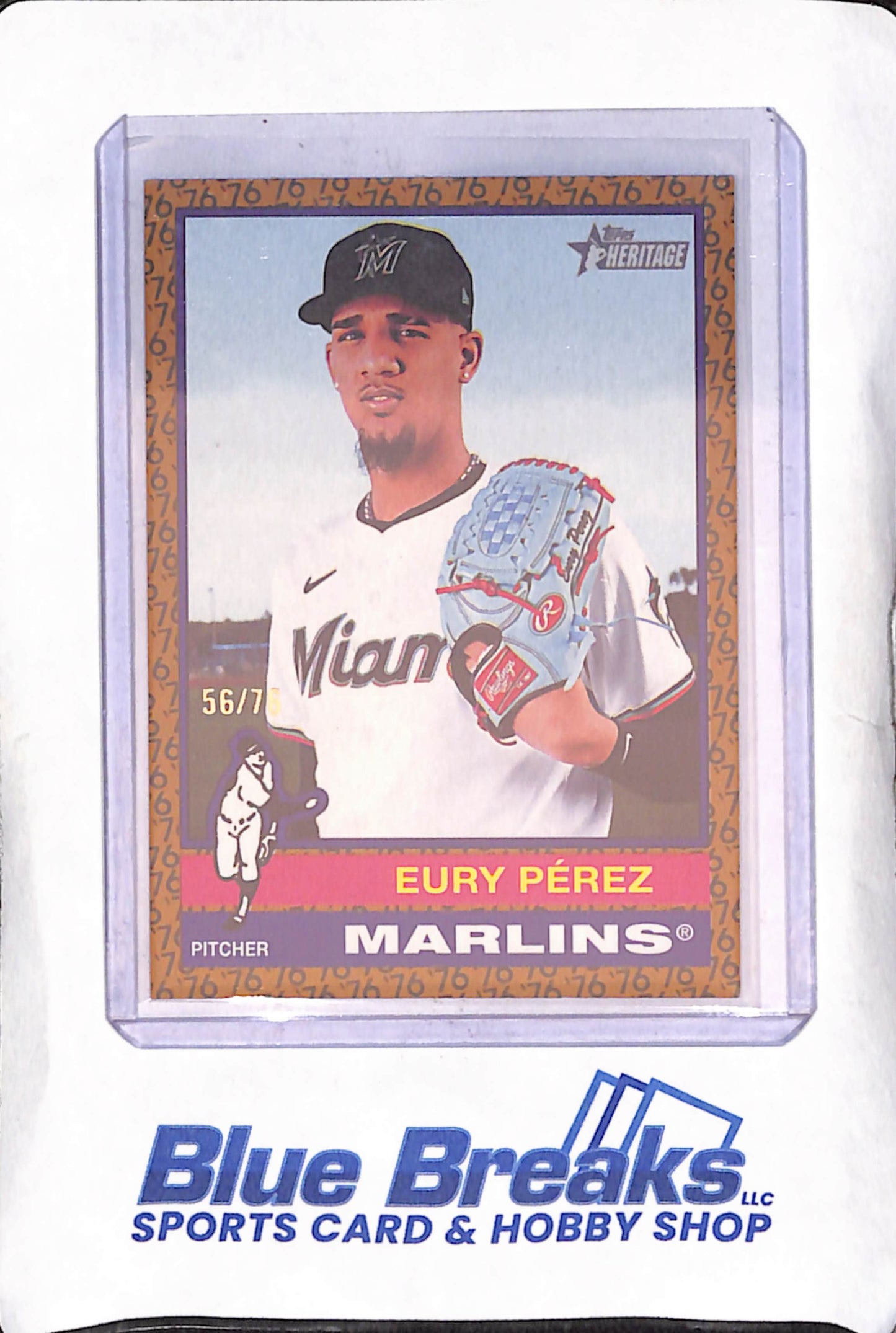 2025 Topps Heritage - Eury Perez - '76 Border - 56/76 - Miami Marlins - Baseball - #42