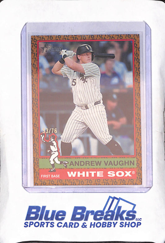2025 Topps Heritage - Andrew Vaughn - '76 Border - 33/76 - New York Yankees - Baseball - #413