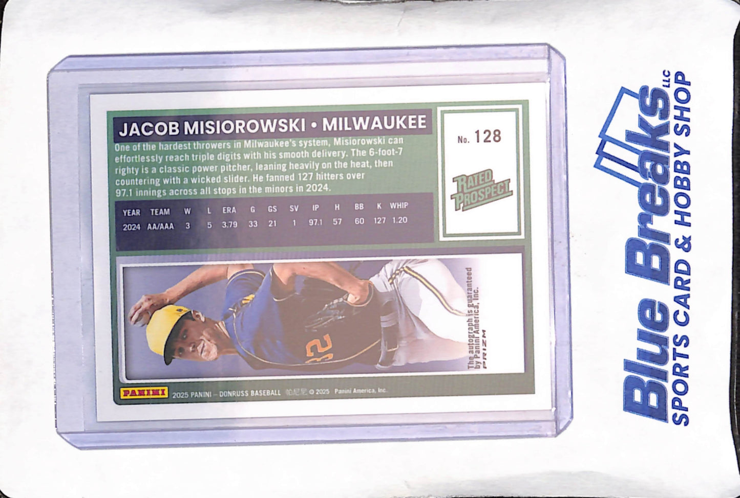 2025 Panini Donruss Optic - Jacob Misiorowski - Rated Prospect Autograph - Milwaukee Brewers - Baseball - #128