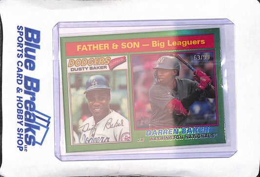 2025 Topps Heritage - My Dad Dusty Baker - Darren Baker - Green Chrome - 63/99 - Washington Nationals - Baseball - #70