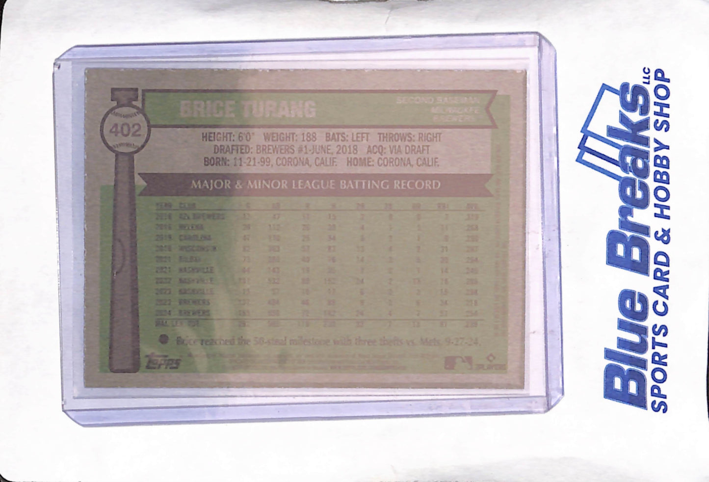 2025 Topps Heritage - Brice Turang - Alternate Cartoon Parallel - Milwaukee Brewers - Baseball - #402