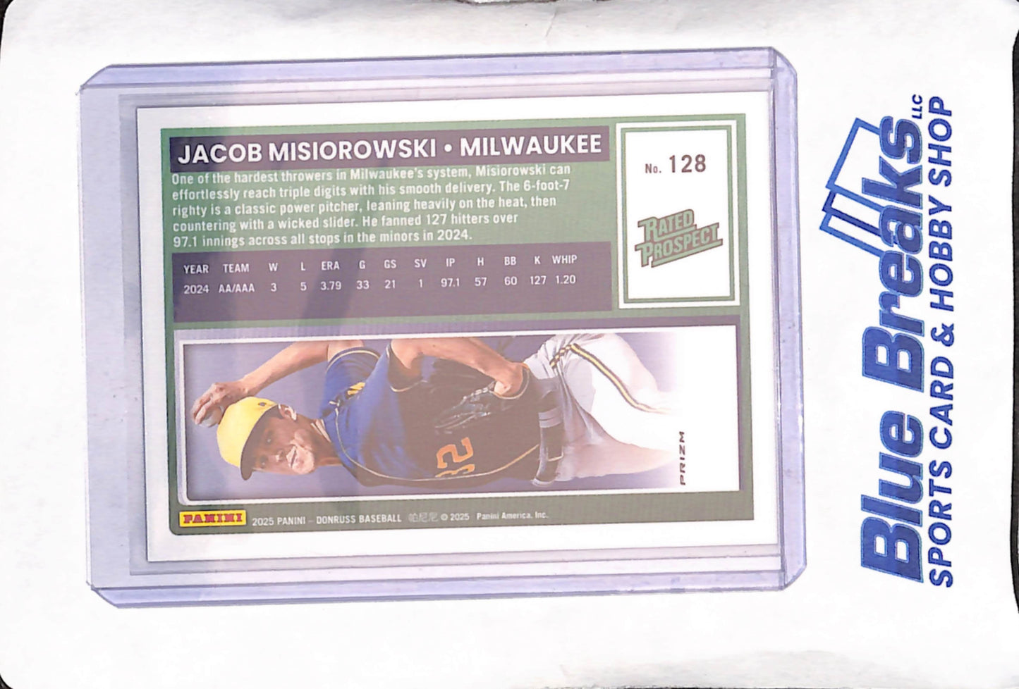 2025 Panini Donruss Optic - Jacob Misiorowski - Black Disco Rated Prospect - Milwaukee Brewers - Baseball - #128