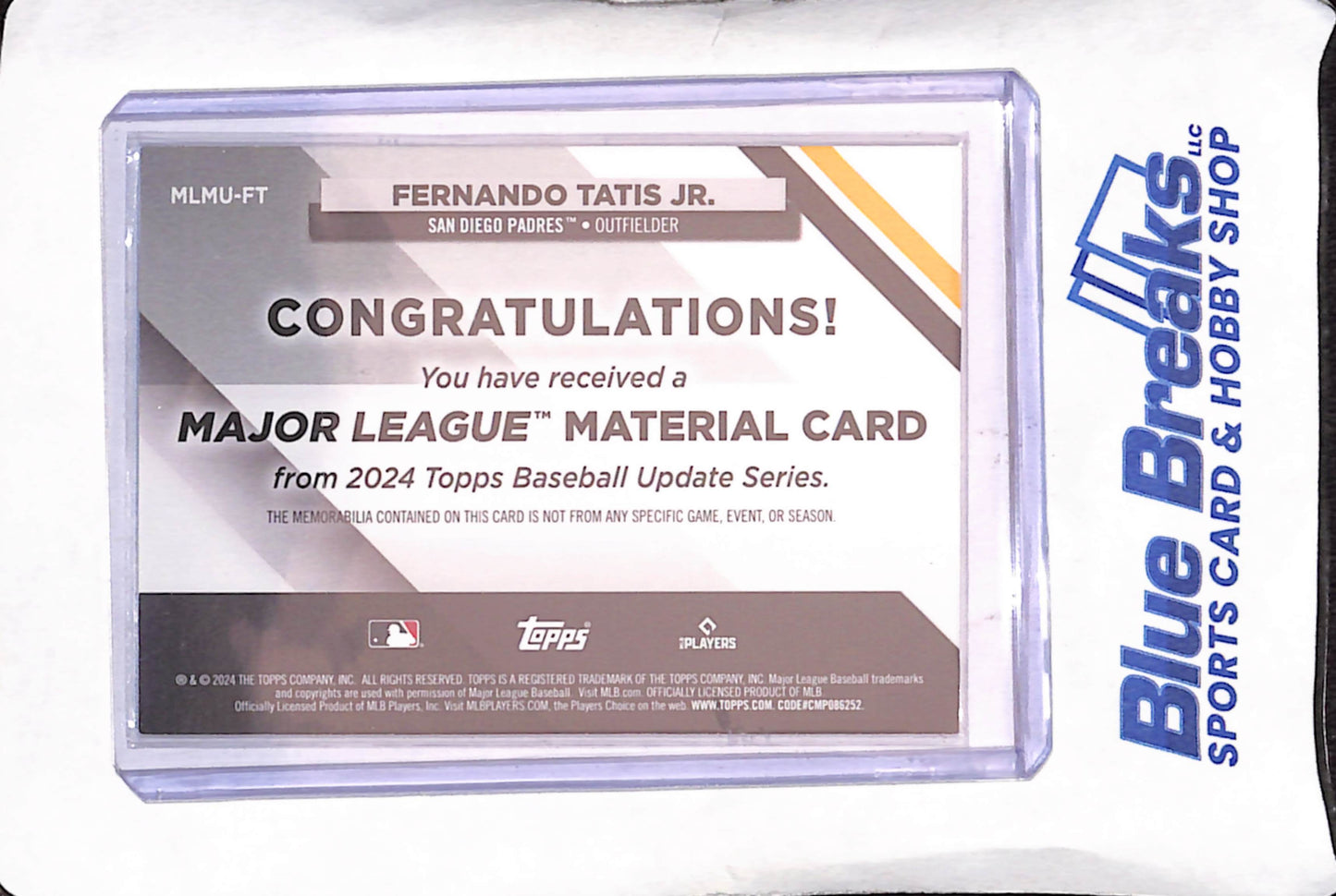 2024 Topps - Fernando Tatis Jr - Major League Material - Relic - 184/199 - San Diego Padres - Baseball - #MLMU-FT