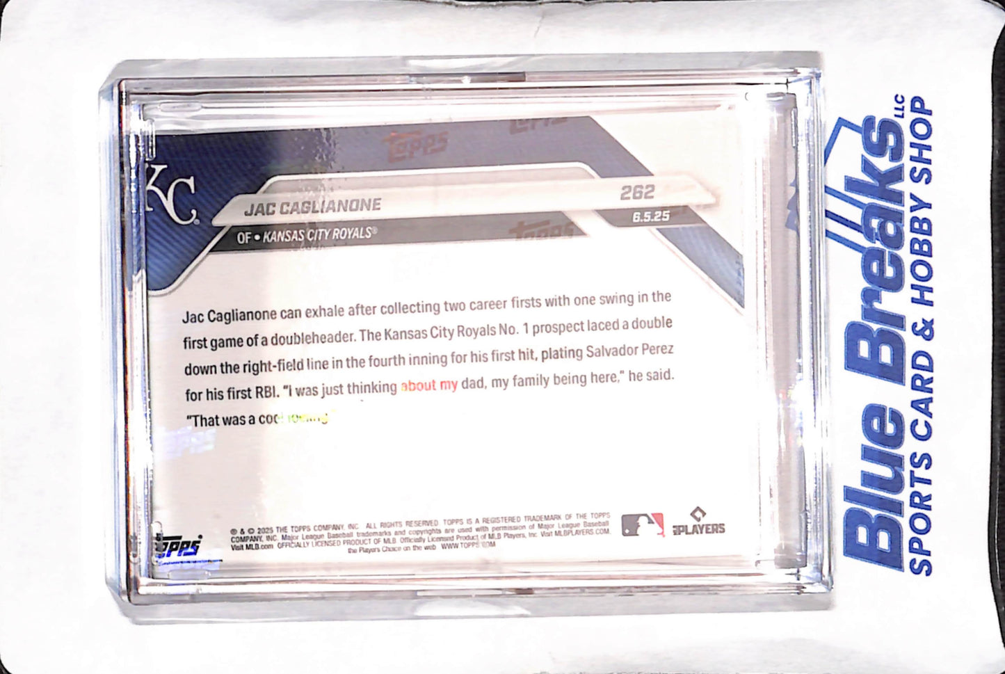 2025 Topps Now - Jac Caglianone - Call Up 6/5/2025 - Kansas City Royals - Baseball - Set of 5 - #262