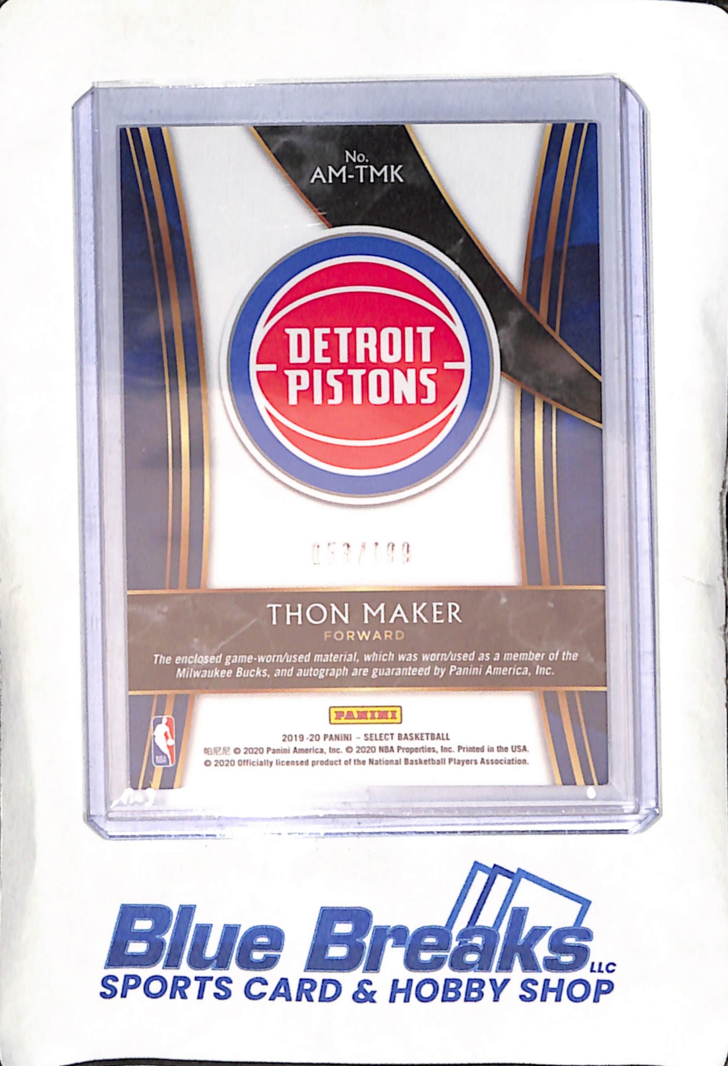 2019-20 Panini - Select - Thon Maker - auto - relic - 053/199 - #AM-TMK - basketball - Pistons