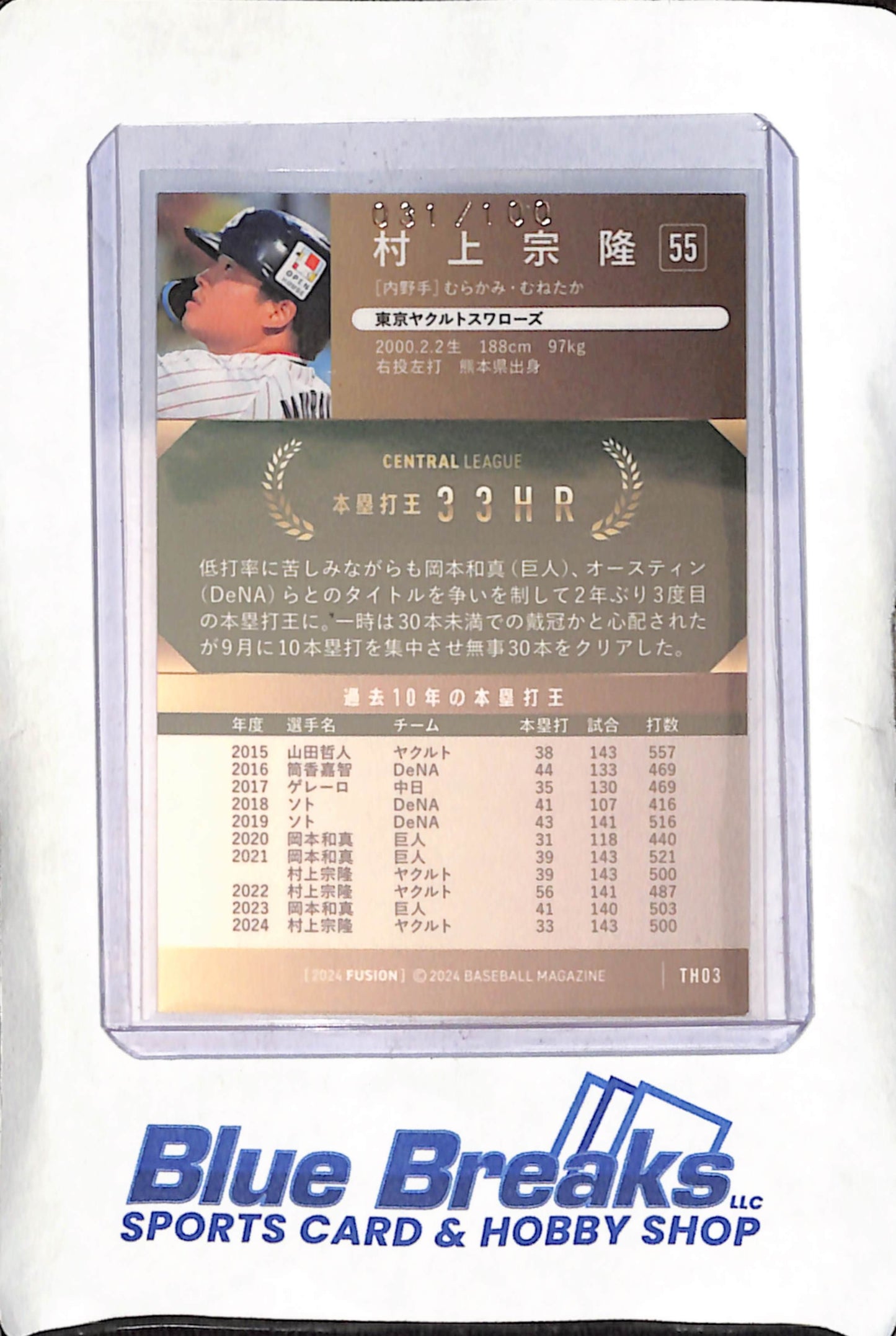 2024 BBM - Fusion - Munetaka Murakami - #TH03 - Foil - 31/100 - Baseball - Swallows