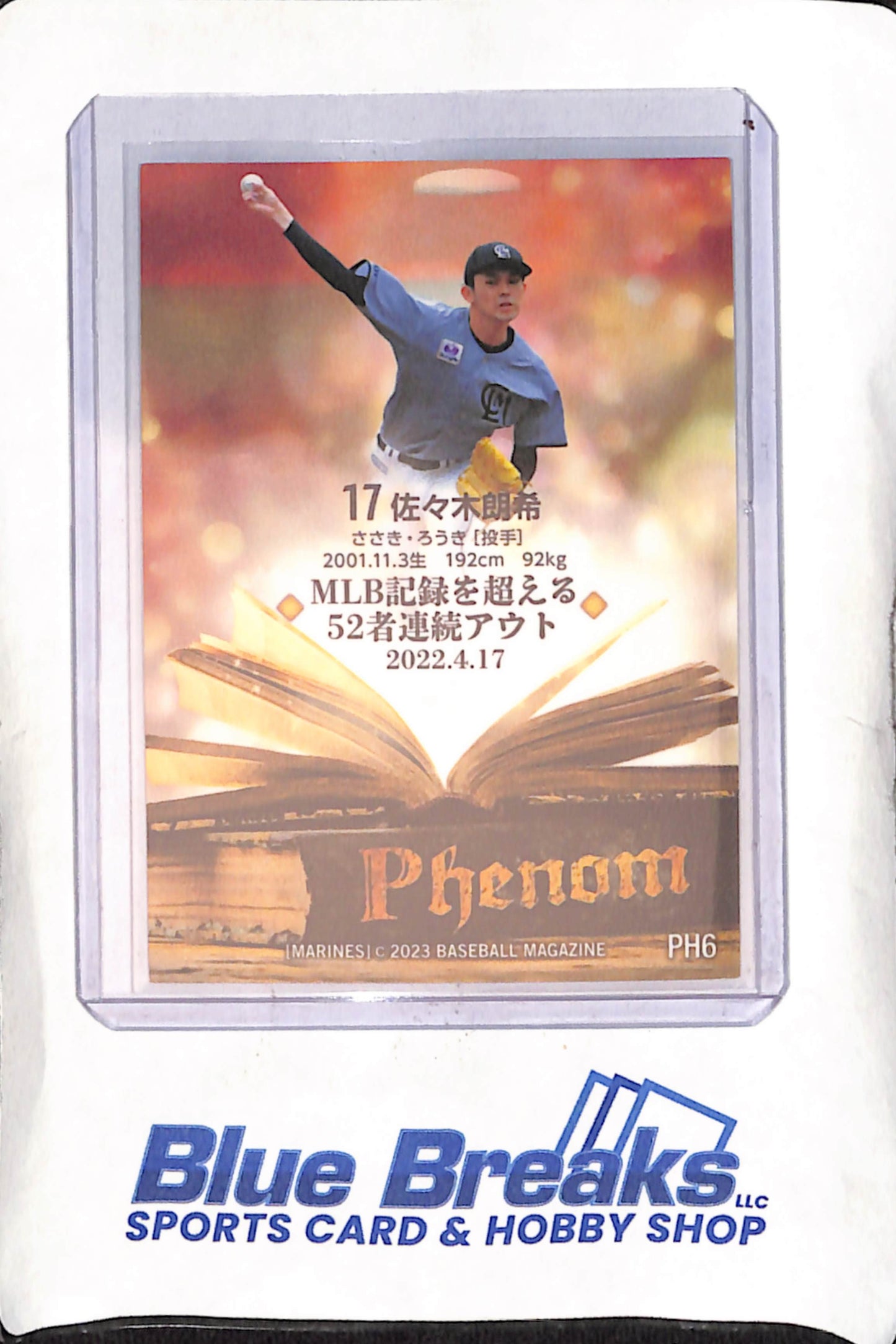 2023 BBM - Phenom - Roki Sasaki - #PH6 - Baseball - Marines - Dodgers