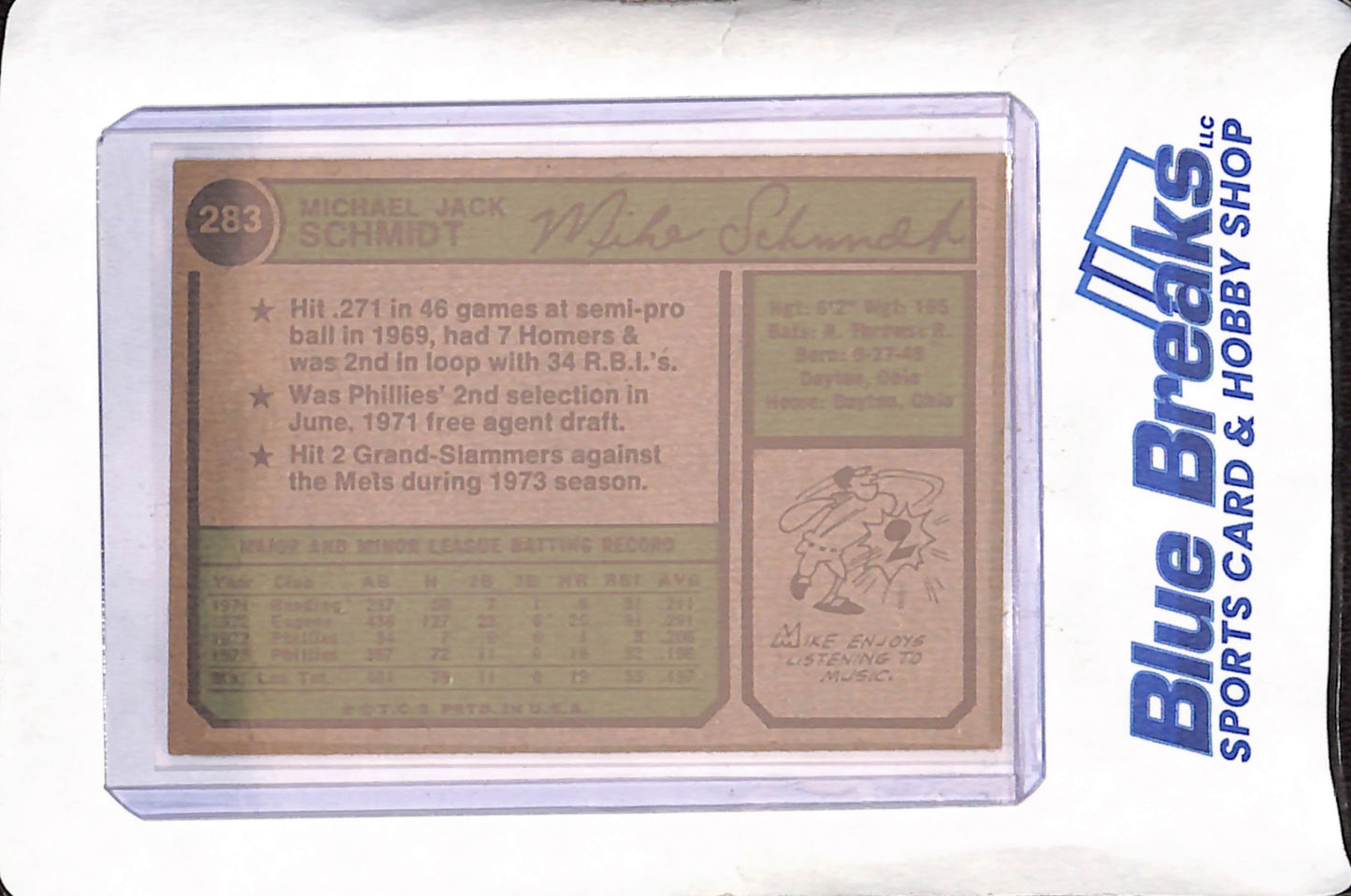 1974 Topps - Mike Schmidt - Philadelphia Phillies - Baseball - #283