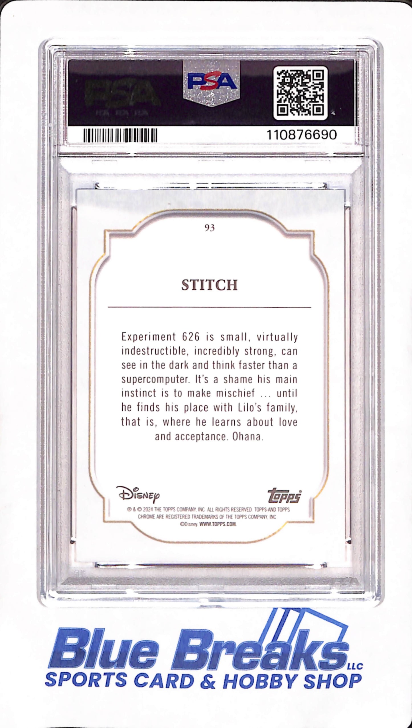 2024 Topps Disney Chrome Sapphire - Stitch - Disney - PSA Gem Mint 10 - #93