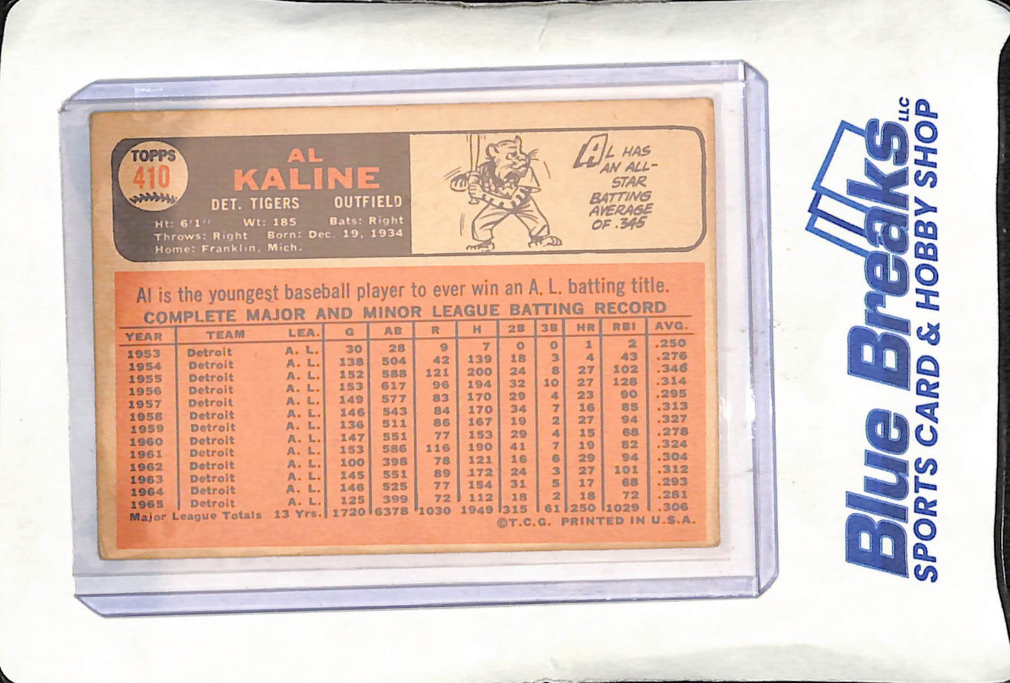 1966 Topps - Al Kaline - Detroit Tigers - Baseball - #410