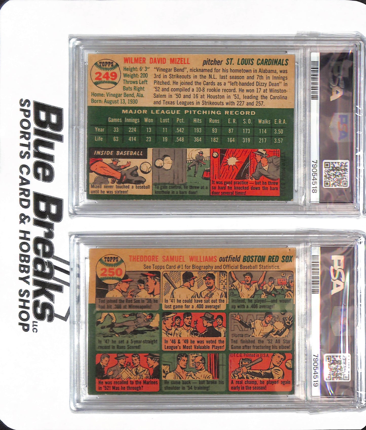 1954 Topps Complete Set - All PSA Graded in Sequential order
