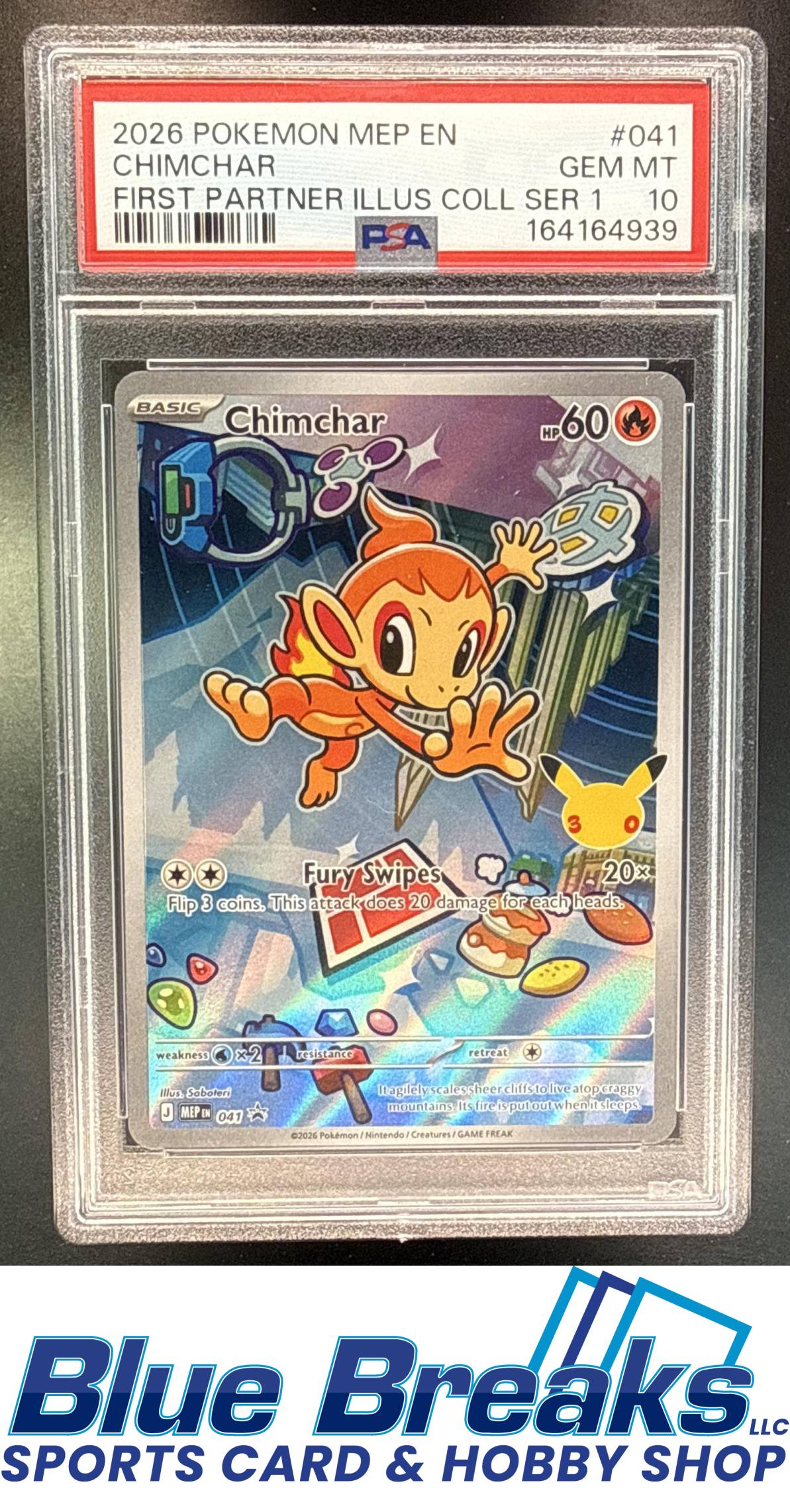 2026 Pokemon MEP Black Star Promos Chimchar #041 First Partner Illustration Collection Series 1 PSA 10