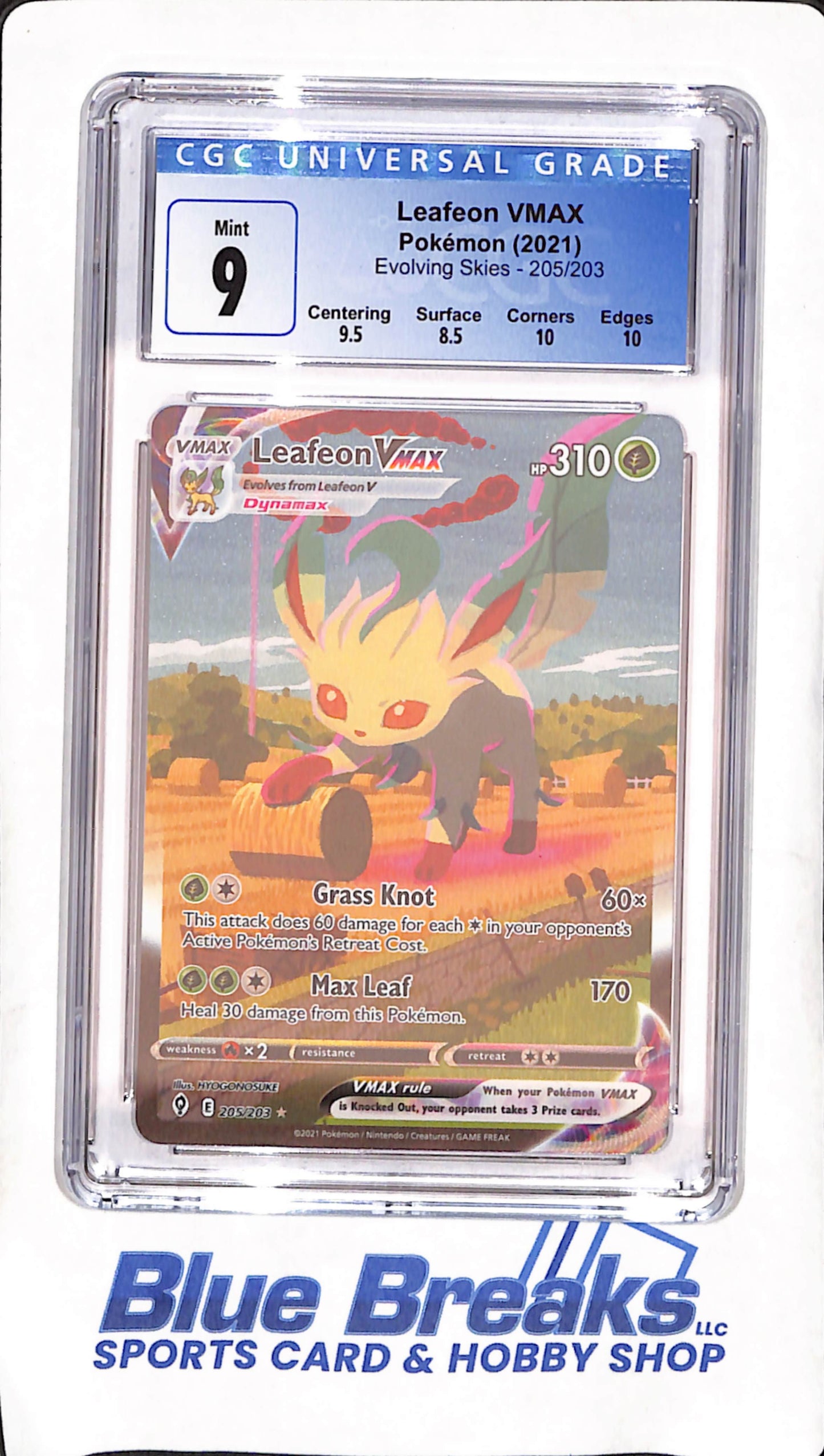 2021 Pokemon - Leafeon VMAX - Evolving Skies - CGC Mint 9 - #205/203