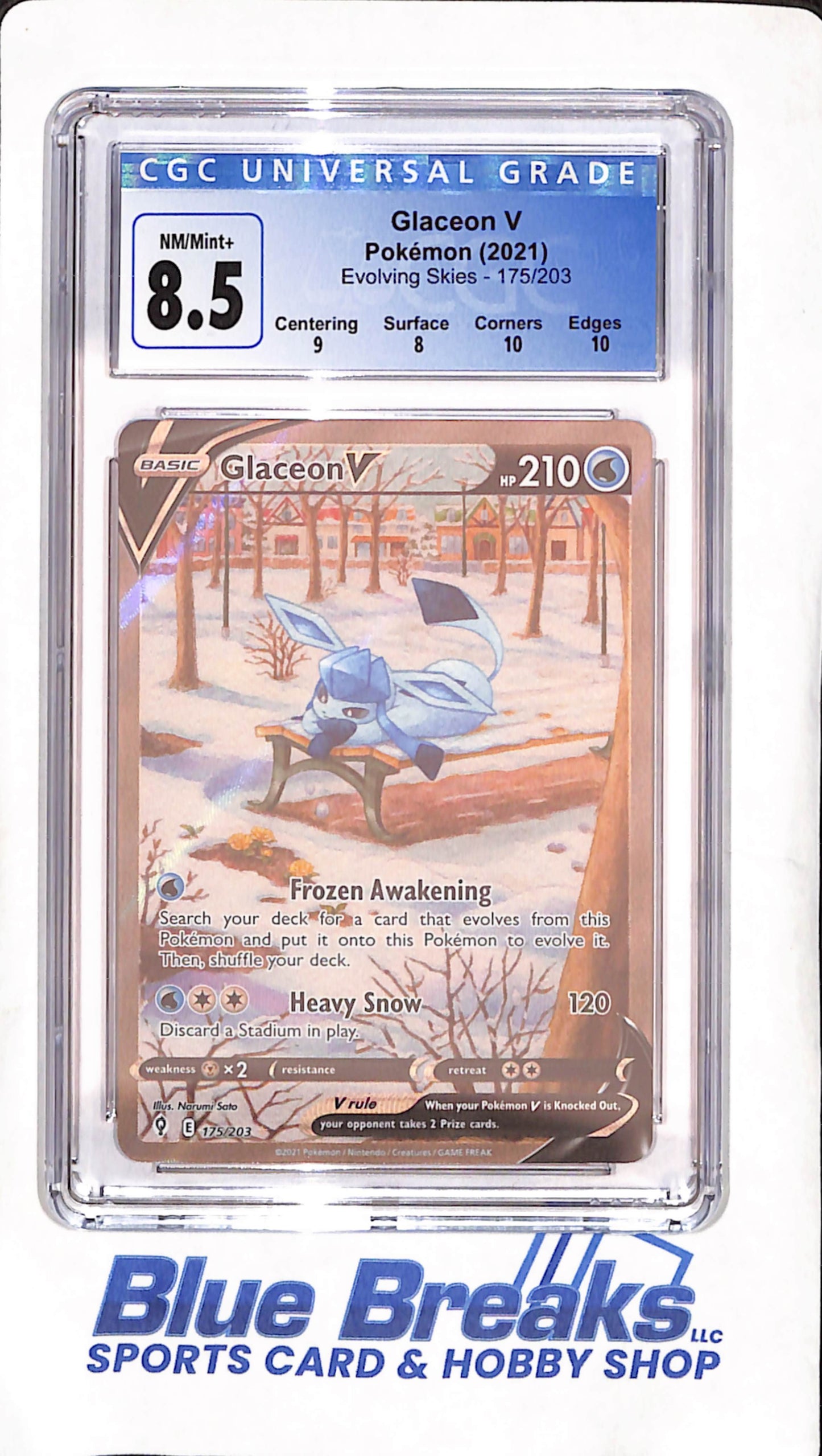2021 Pokemon - Glaceon V - Evolving Skies - CGC 8.5 - #175/203