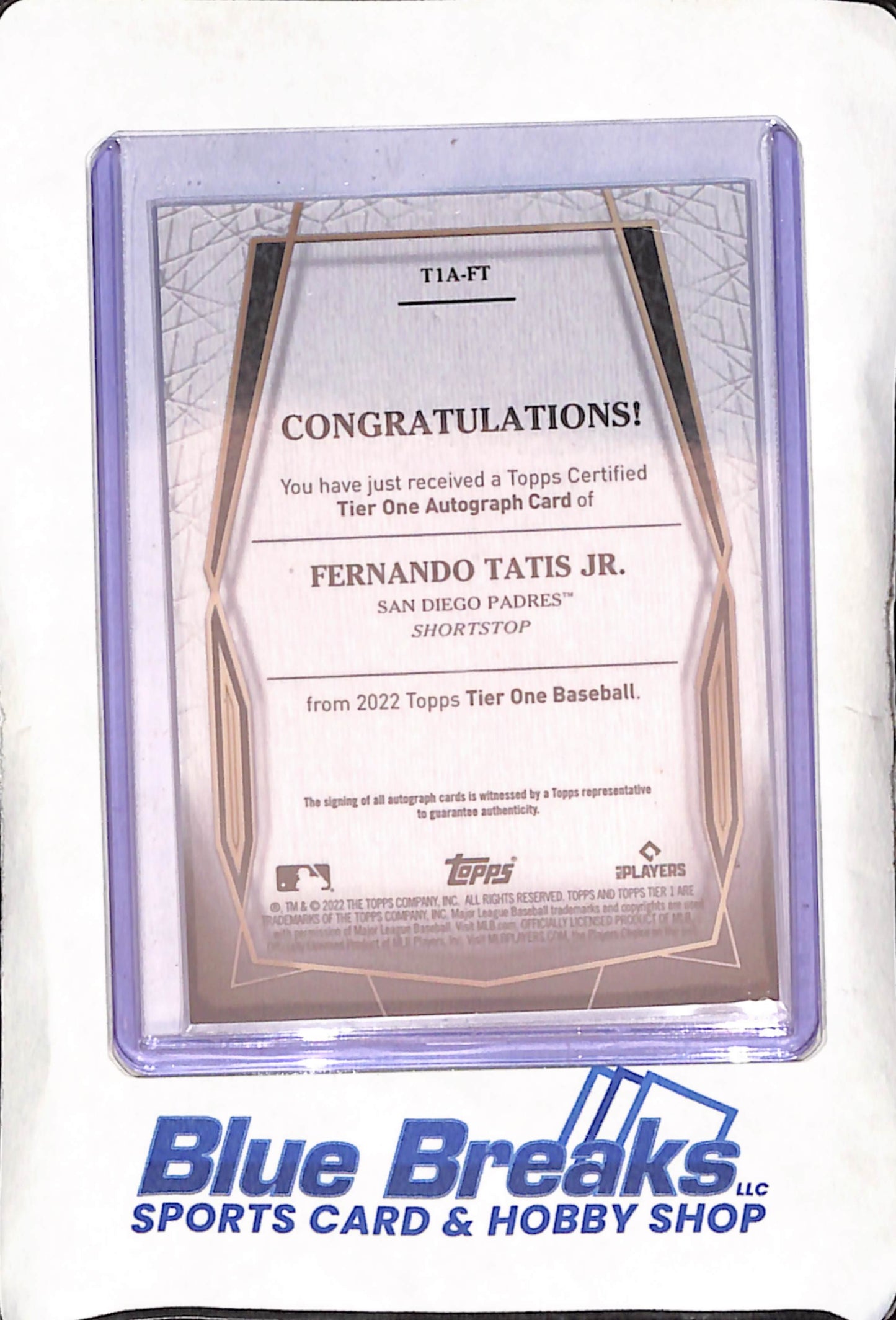2022 Topps Tier One - Fernando Tatis Jr - Autograph - 17/25 - San Diego Padres - Baseball - #TIA-FT