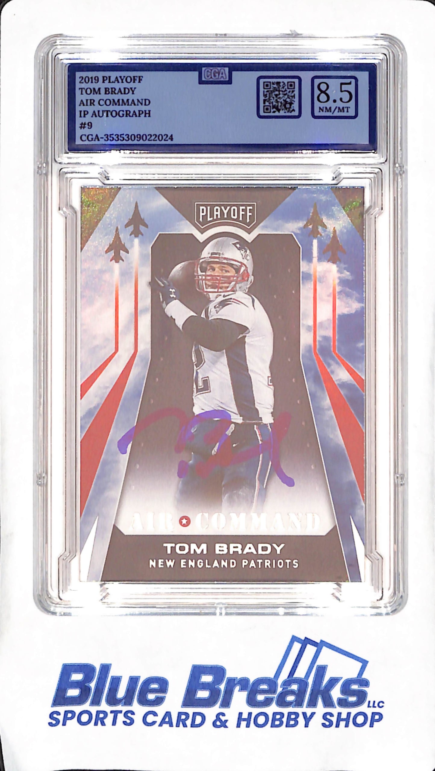 2019 Playoff - Tom Brady - Air Command - IP Autograph - New England Patriots - Football - CGA 8.5 - #9