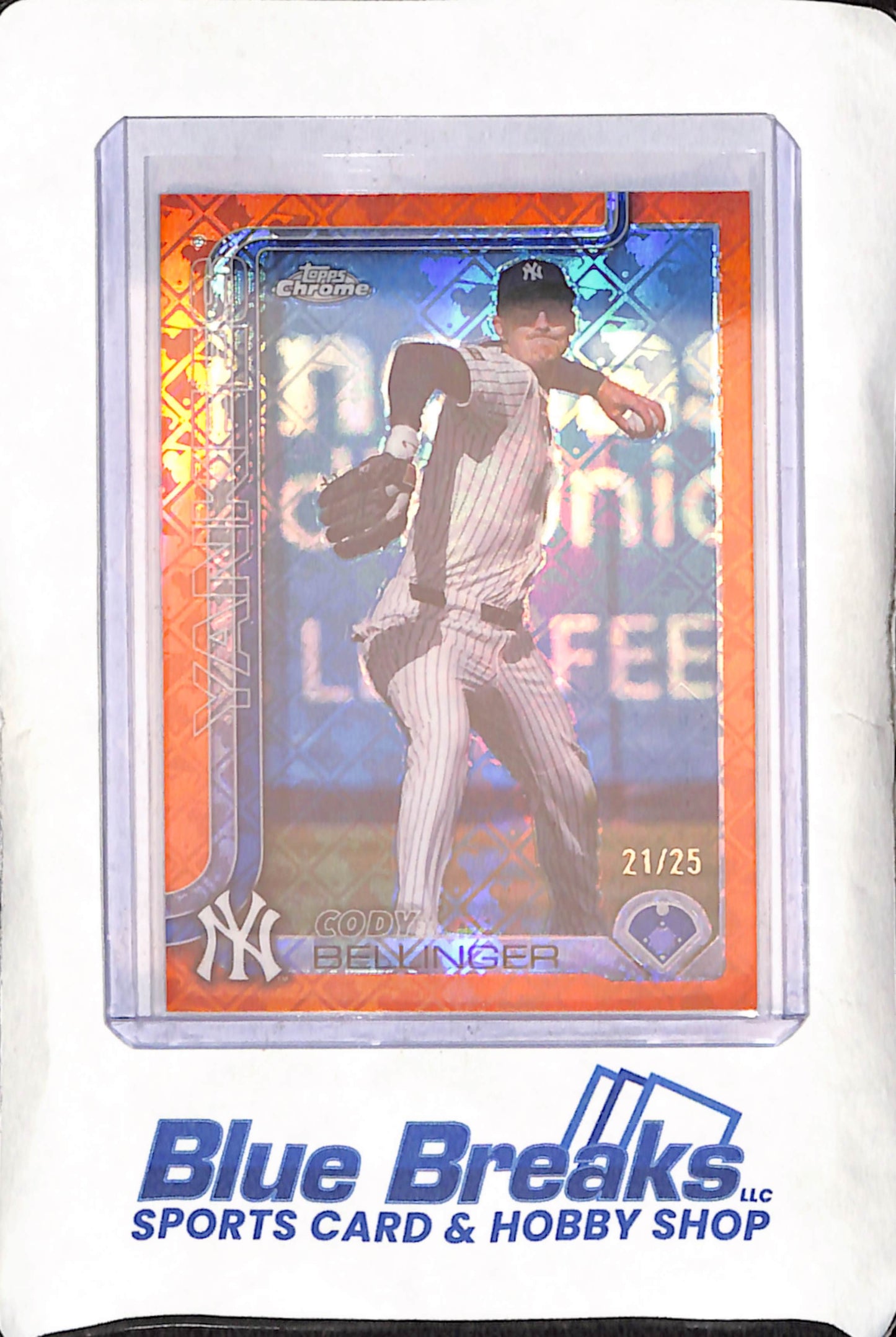 2025 Topps Chrome - Cody Bellinger - Orange MLB Logo Refractor - 21/25 - New York Yankees - Baseball - #83