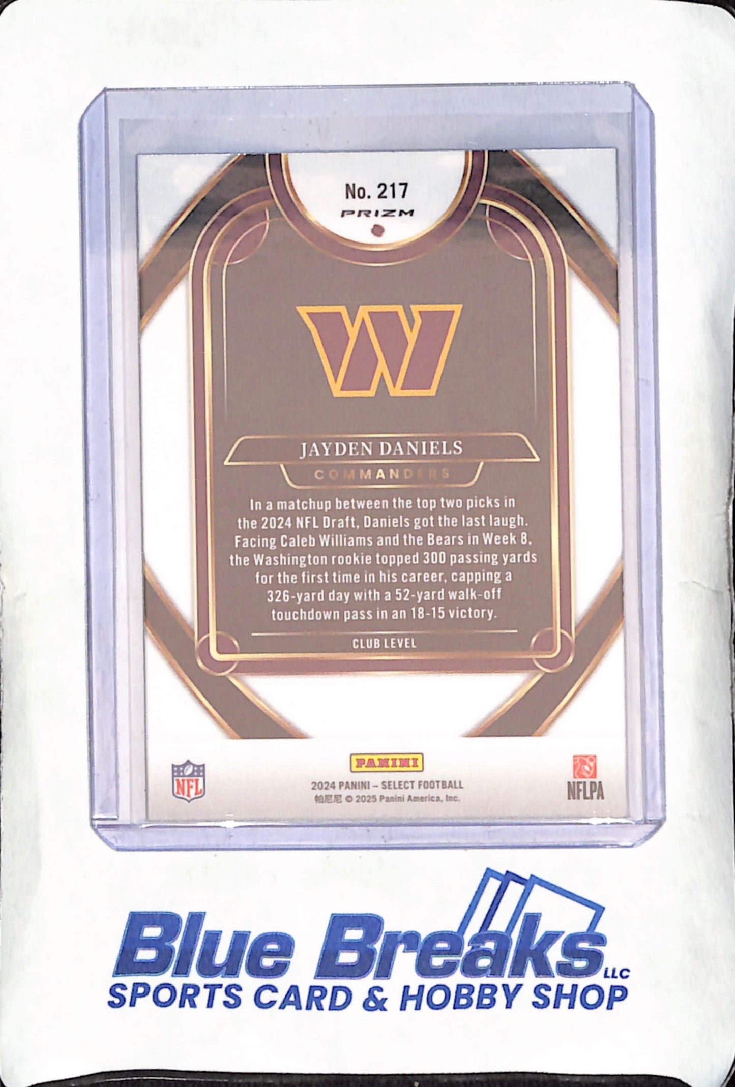 2024 Panini Select - Jayden Daniels - Club Level - Prizm Shock Red Black - RC - Washington Commanders - Football - #217