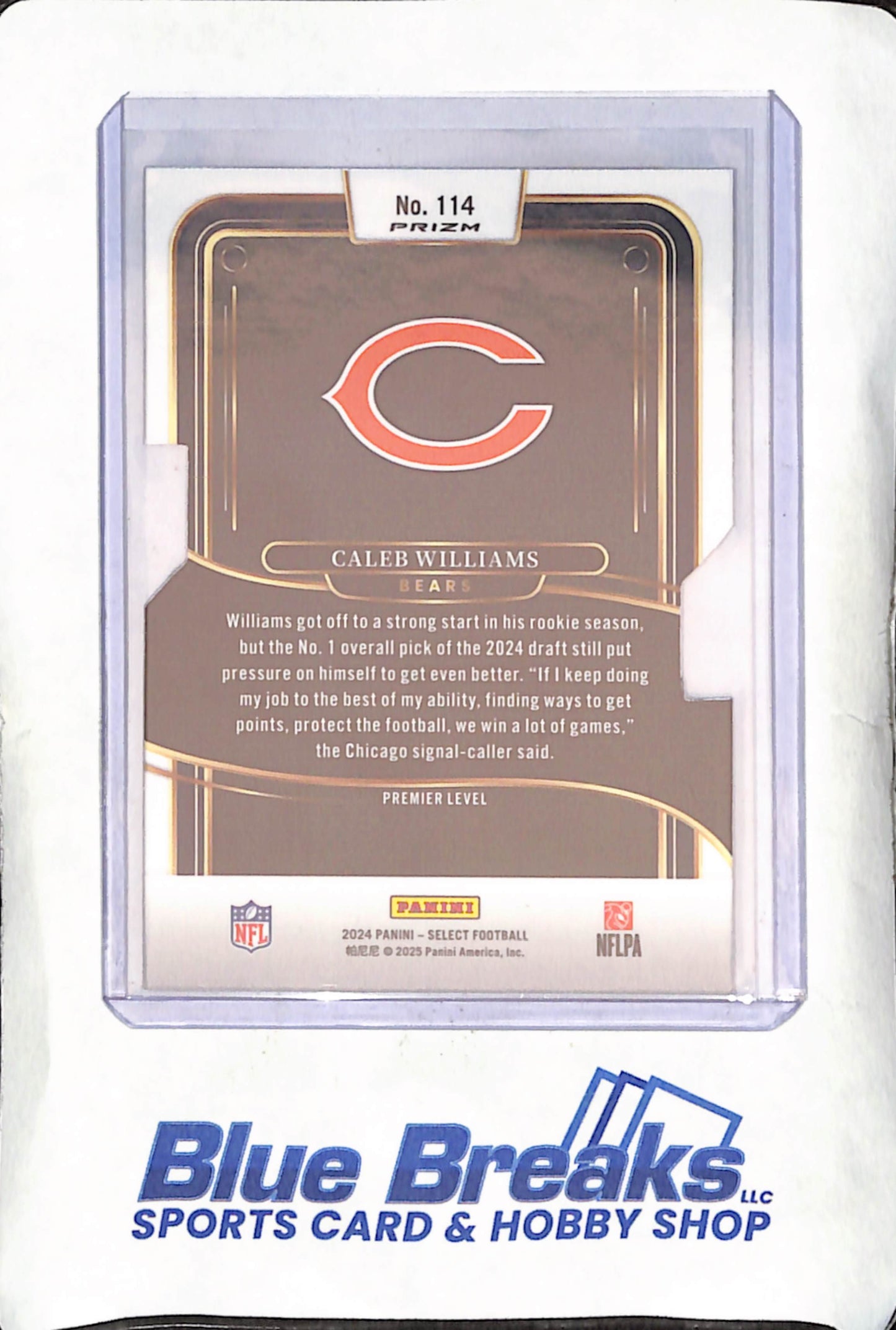 2024 Panini Select - Caleb Williams - Premier Level Die-Cut - RC - Chicago Bears - Football - #114