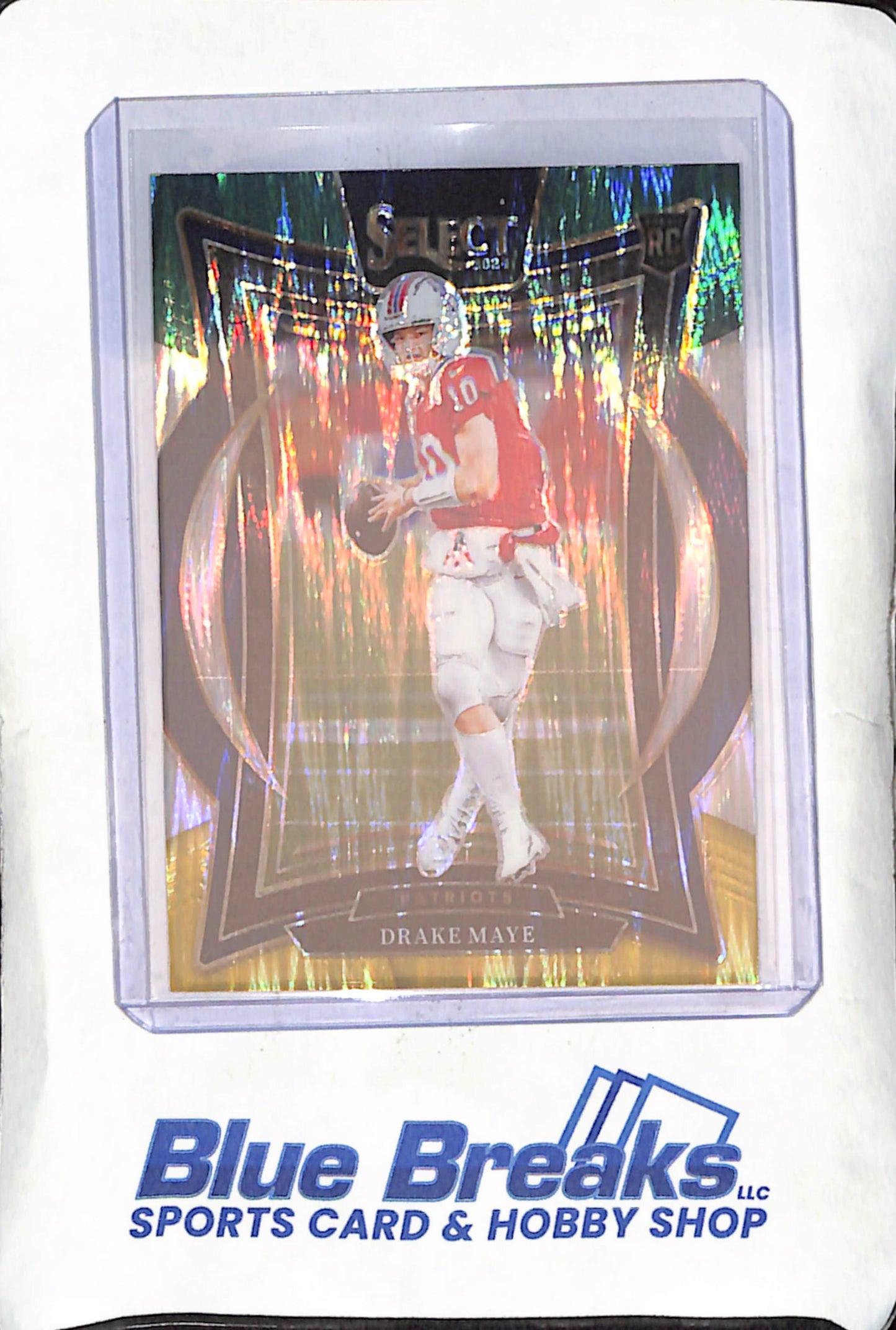 2024 Panini Select - Drake Maye - Green Yellow Prizm Shock - Concourse - RC - New England Patriots - Football - #27