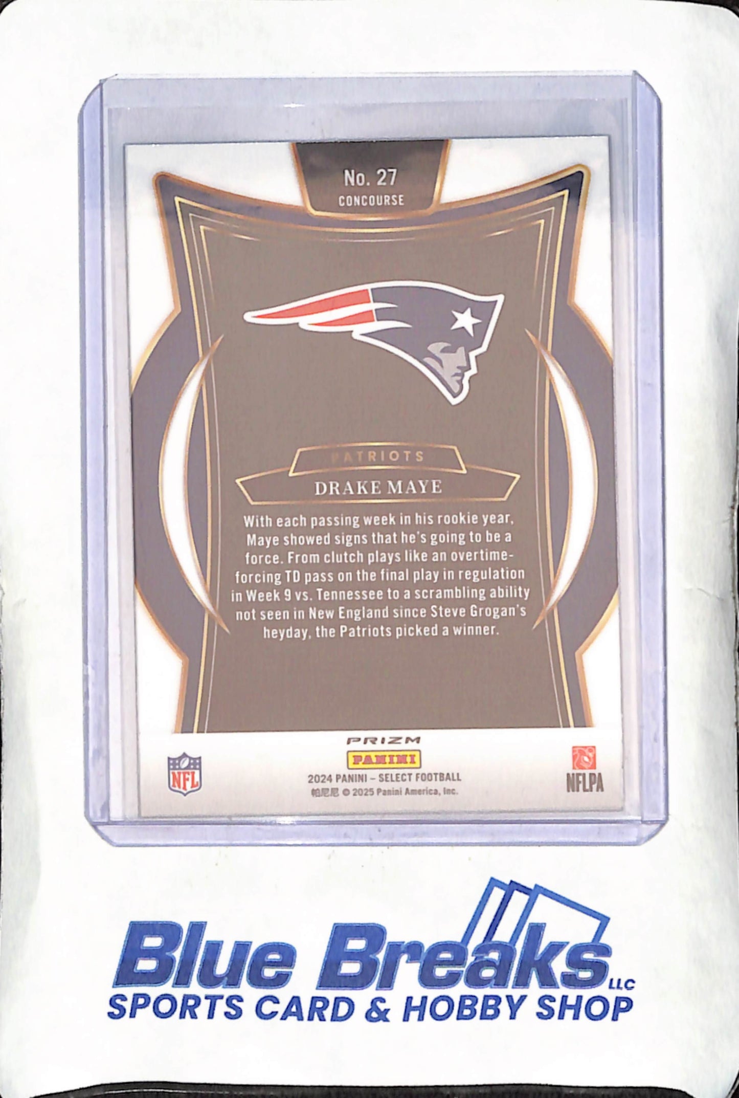 2024 Panini Select - Drake Maye - Green Yellow Prizm Shock - Concourse - RC - New England Patriots - Football - #27