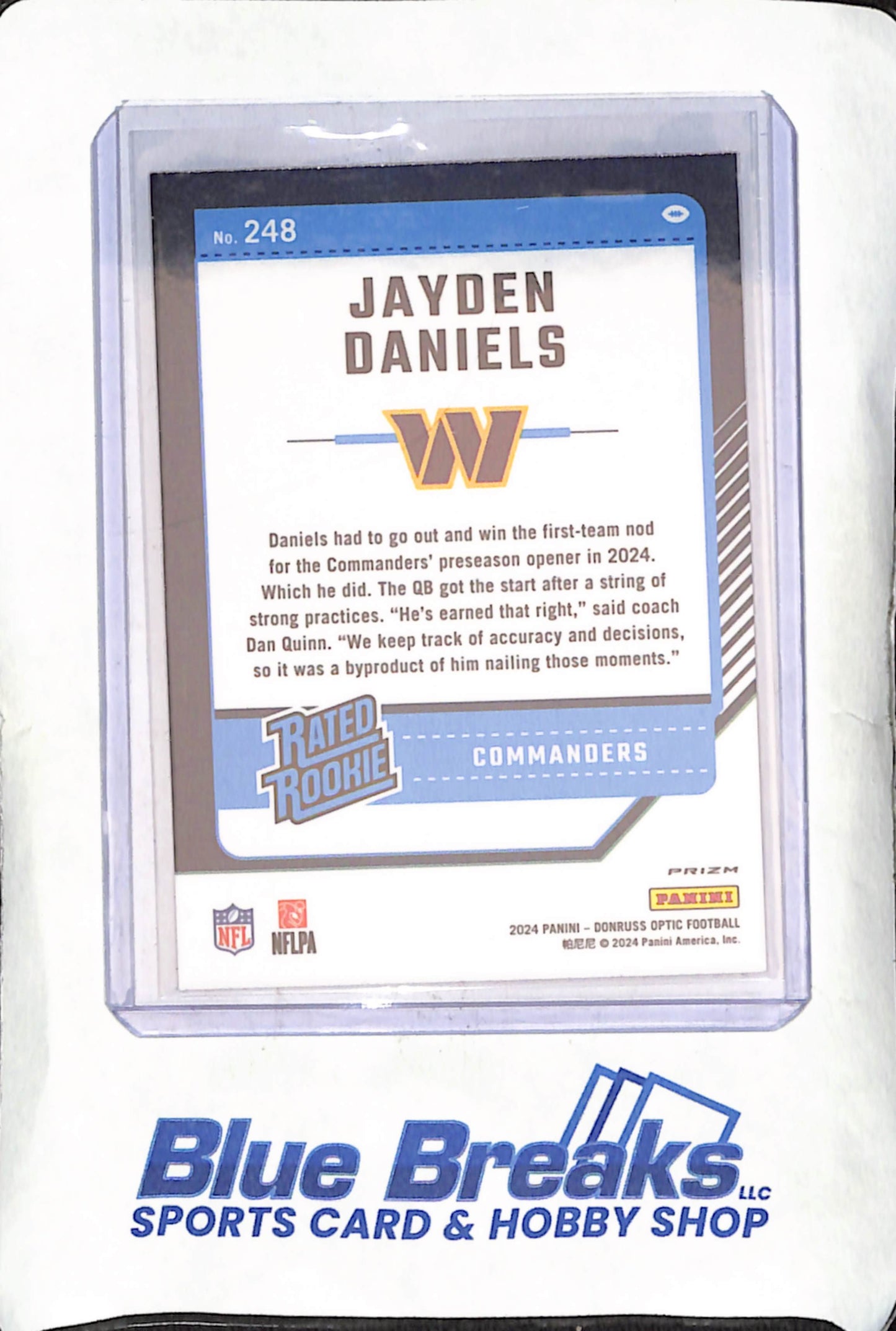 2024 Panini Donruss Optic - Jayden Daniels - Holo Prizm Rated Rookie - Washington Commanders - Football - #248