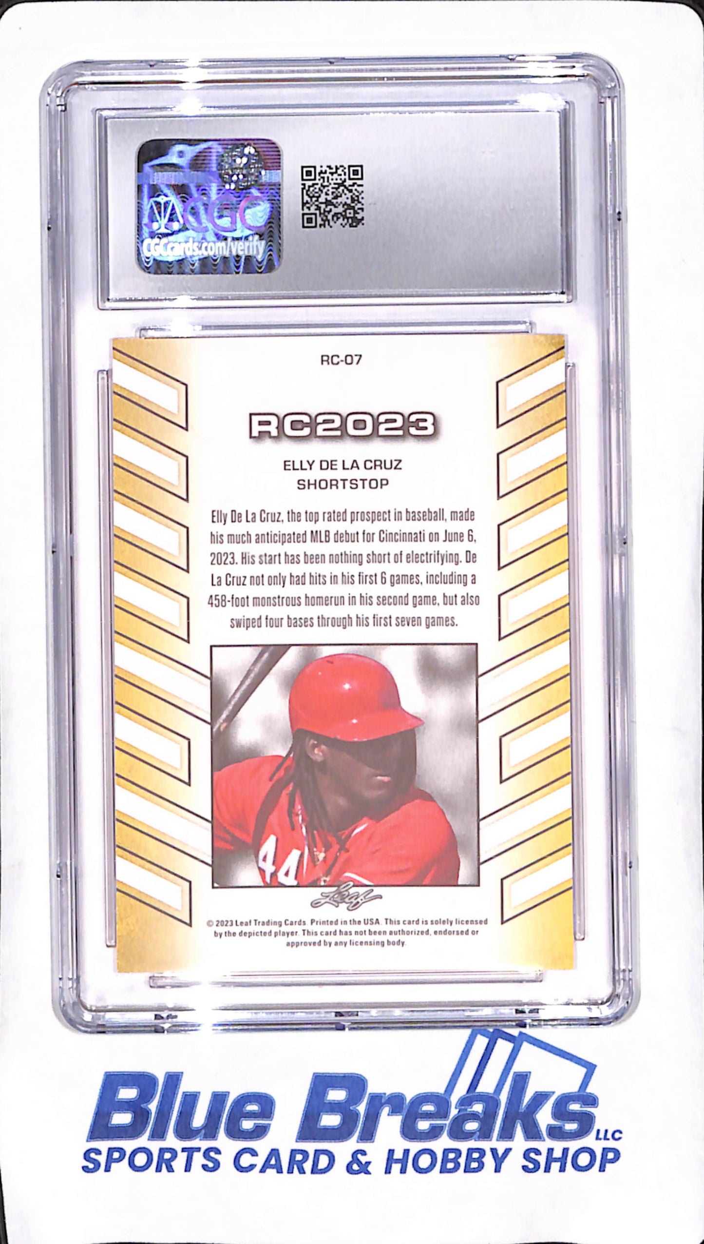 2023 Leaf Special Release - Elly De La Cruz - RC - CGC Gem Mint 10 - Cincinnati Reds - Baseball - #RC-07