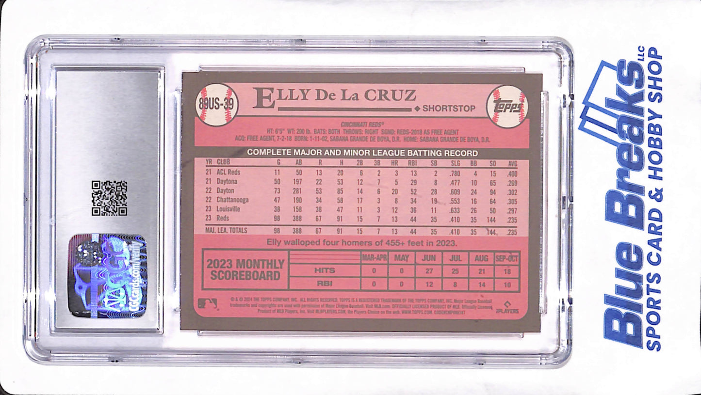 2024 Topps Update - Elly De La Cruz - '89 Topps - RC - CGC Gem Mint 10 - Cincinnati Reds - Baseball - #89US-39