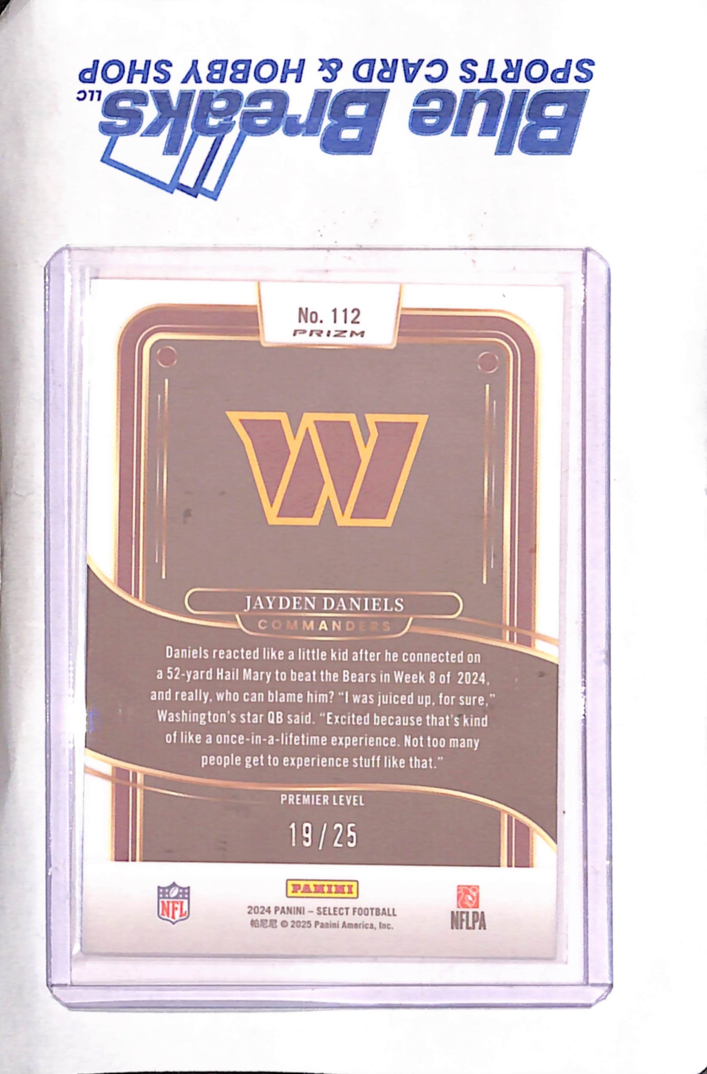 2024 Panini Select - Jayden Daniels - Tie-Dye Prizm Shock - Premier Level - 19/25 - RC - Washington Commanders - Football - #112