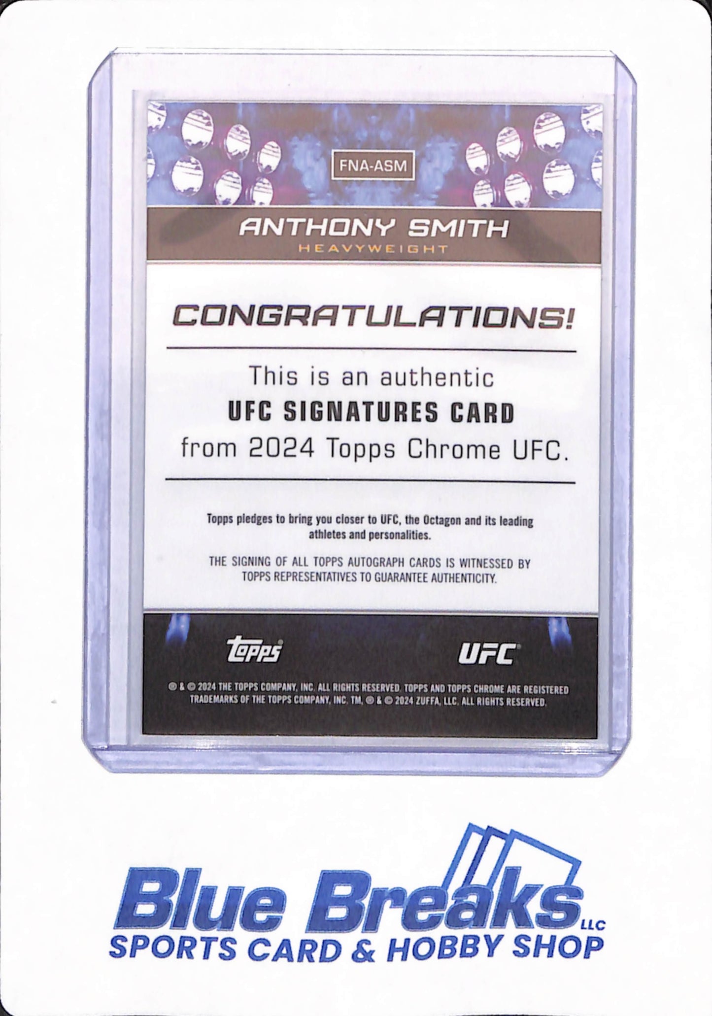 2024 Topps Chrome UFC - Anthony Smith - # FNA-ASM - Heavyweight - Autographed