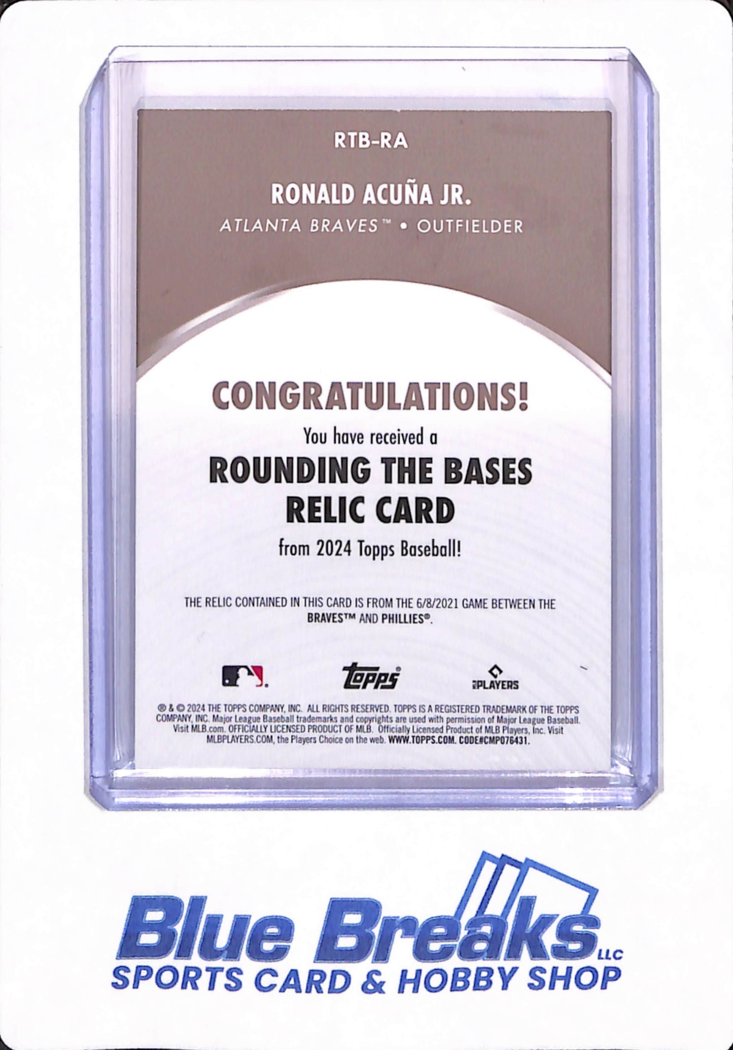2024 Topps Baseball - Ronald Acuna - Rounding the Bases - Atlanta Braves - # RTB-RA