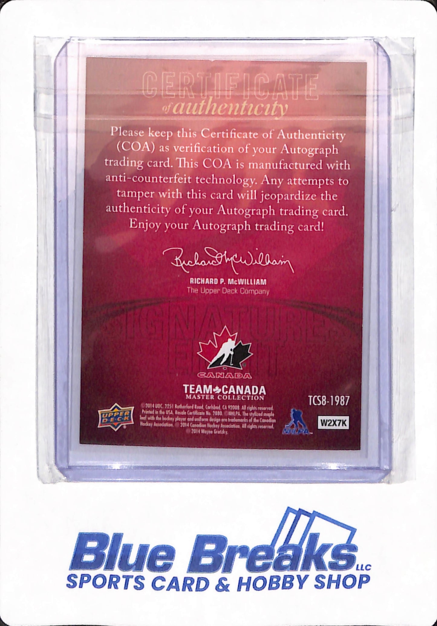 2014 - Upper Deck - Ice Hockey - Team Canada - Wayne Gretzky - Mario Lemieux - Mark Messier - Glenn Anderson - Dale Hawerchuk - Grant Fuhr - Doug Gilmour - Paul Coffey - Master Collection - 4/5 - Autographed