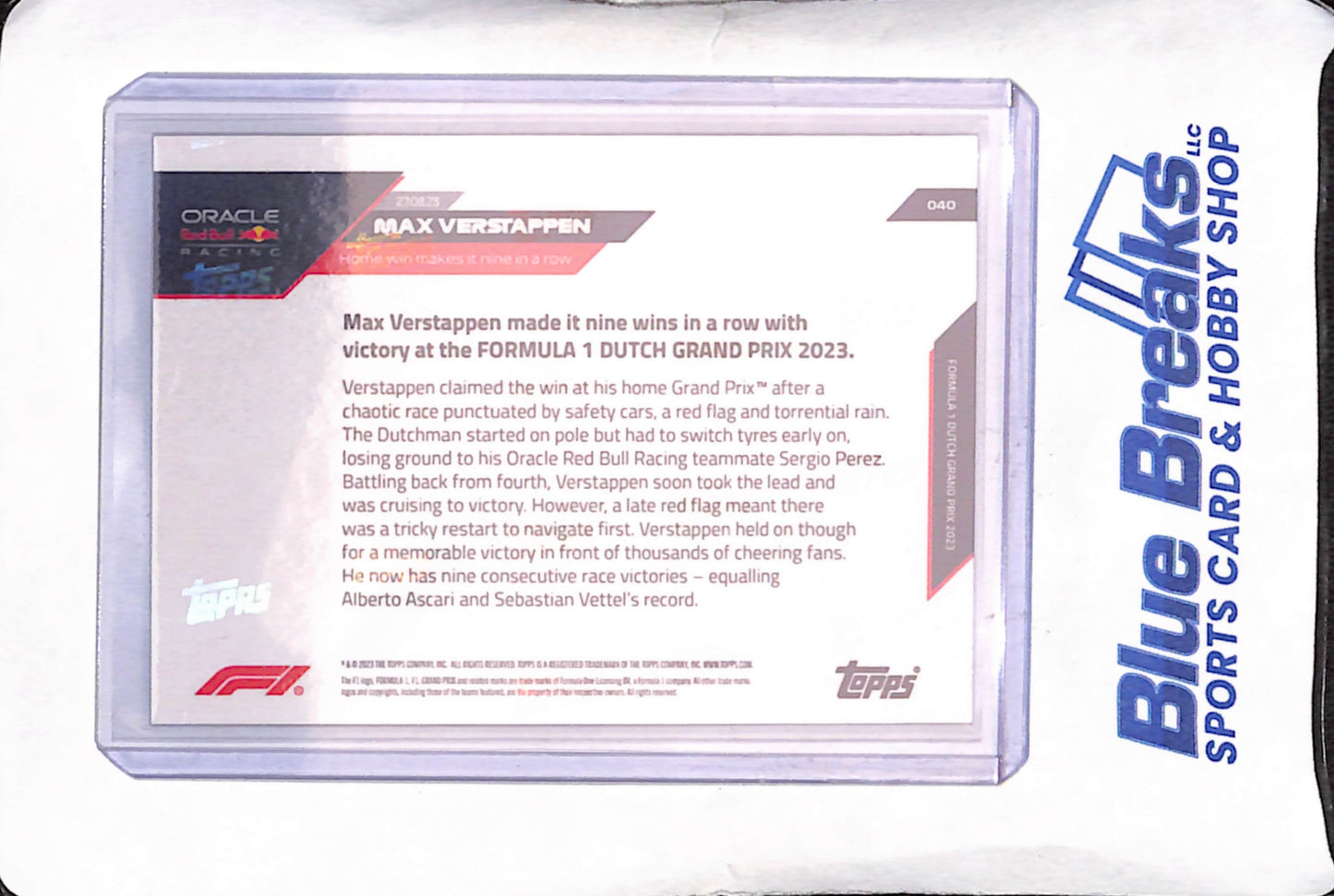 2023 Topps Now Formula 1 - Max Verstappen - 25/99 - Home win makes it nine in a row - Red Bull Oracle Racing - Formula 1 - #40