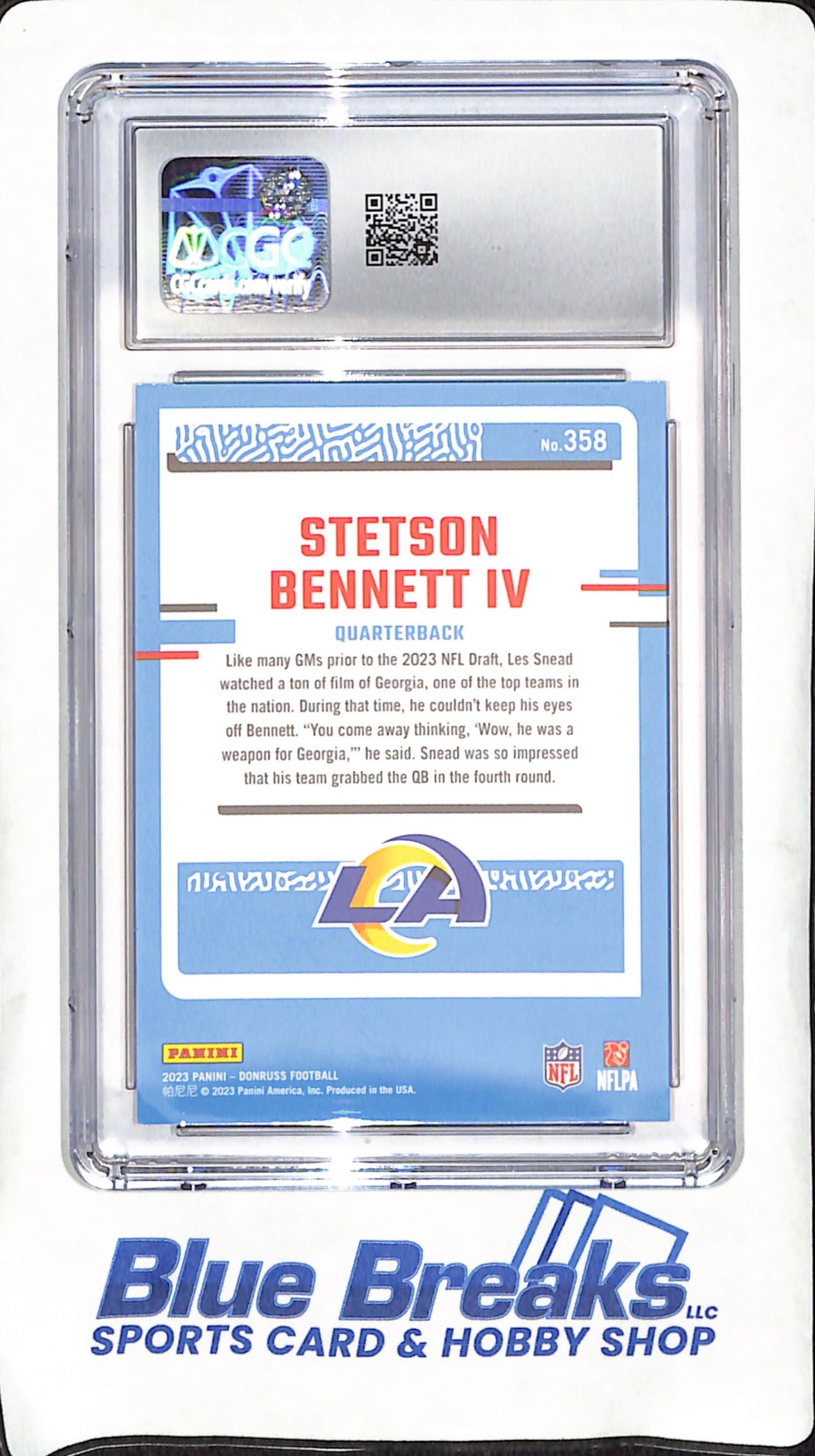 2023 Panini Donruss - Stetson Bennett IV - Rated Rookie - CGC Mint 9 - Los Angeles Rams - Football - #358