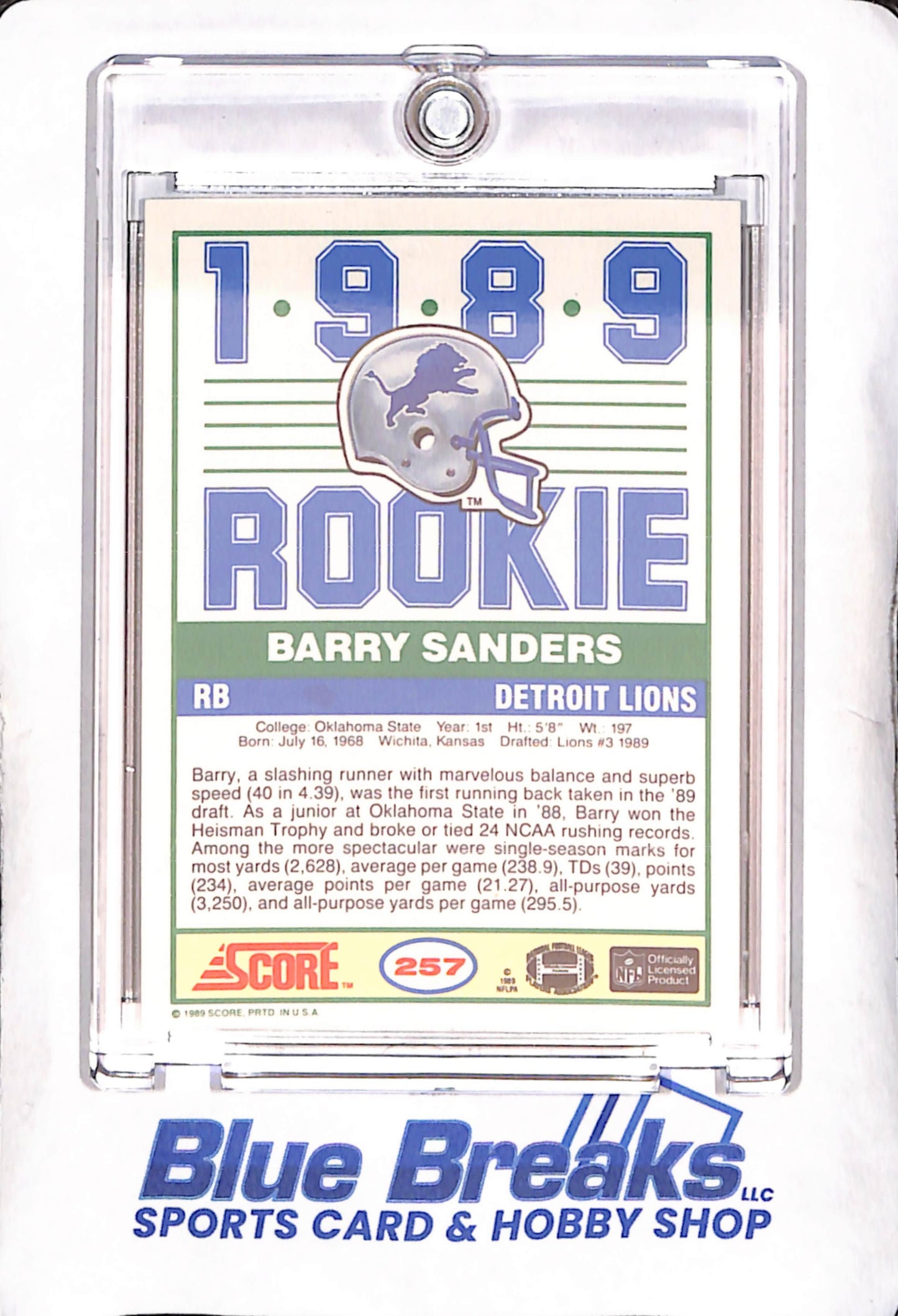 1989 Score - Barry Sanders - Rookie - Detroit Lions - Football - #257